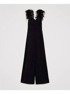 Long jumpsuit with feathers Twinset