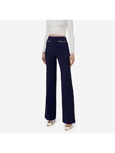 Palazzo trousers in crêpe with clamps Elisabetta Franchi