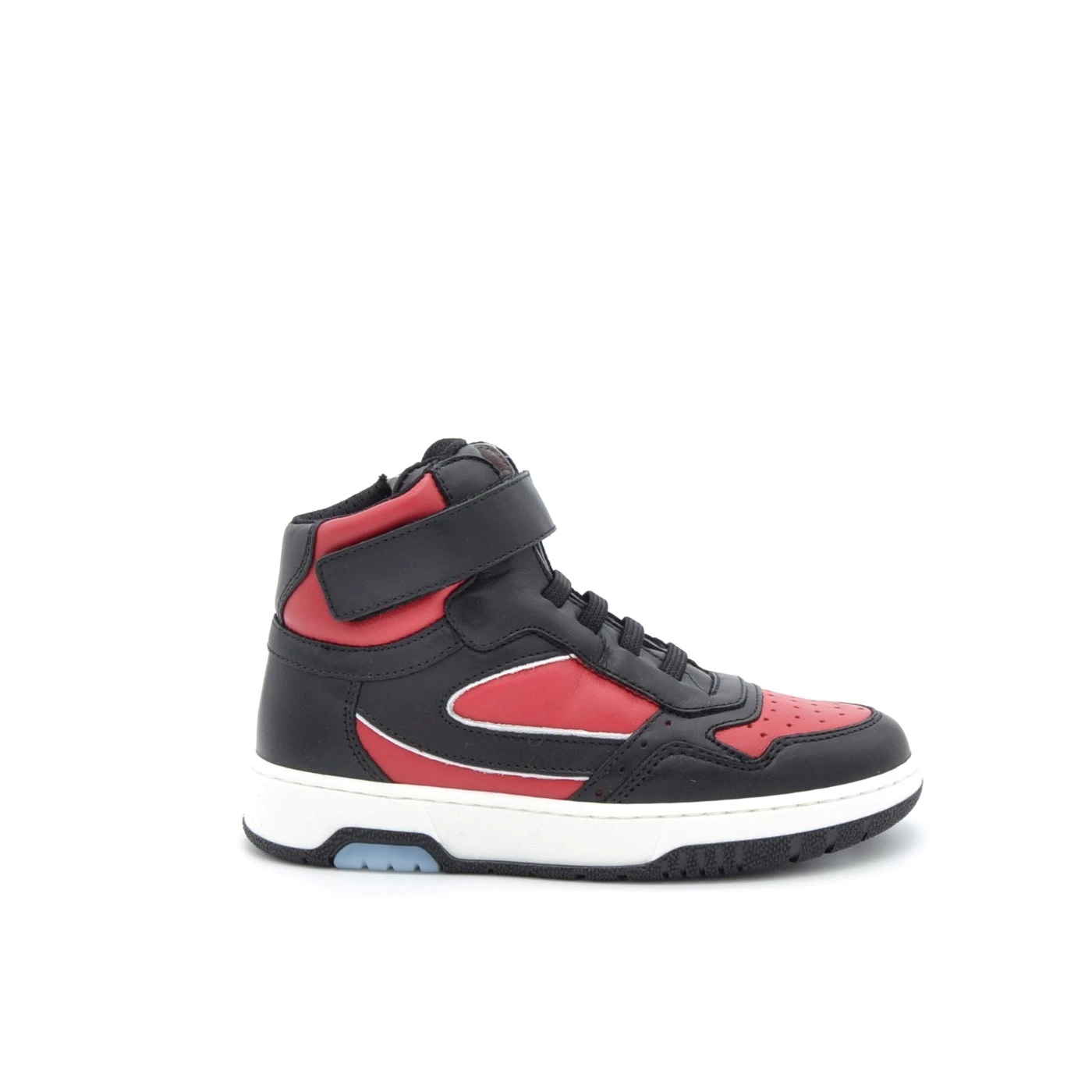 NERO GIARDINI JR I234301M SNEAKERS IN PELLE NERO E CILE ROSSO