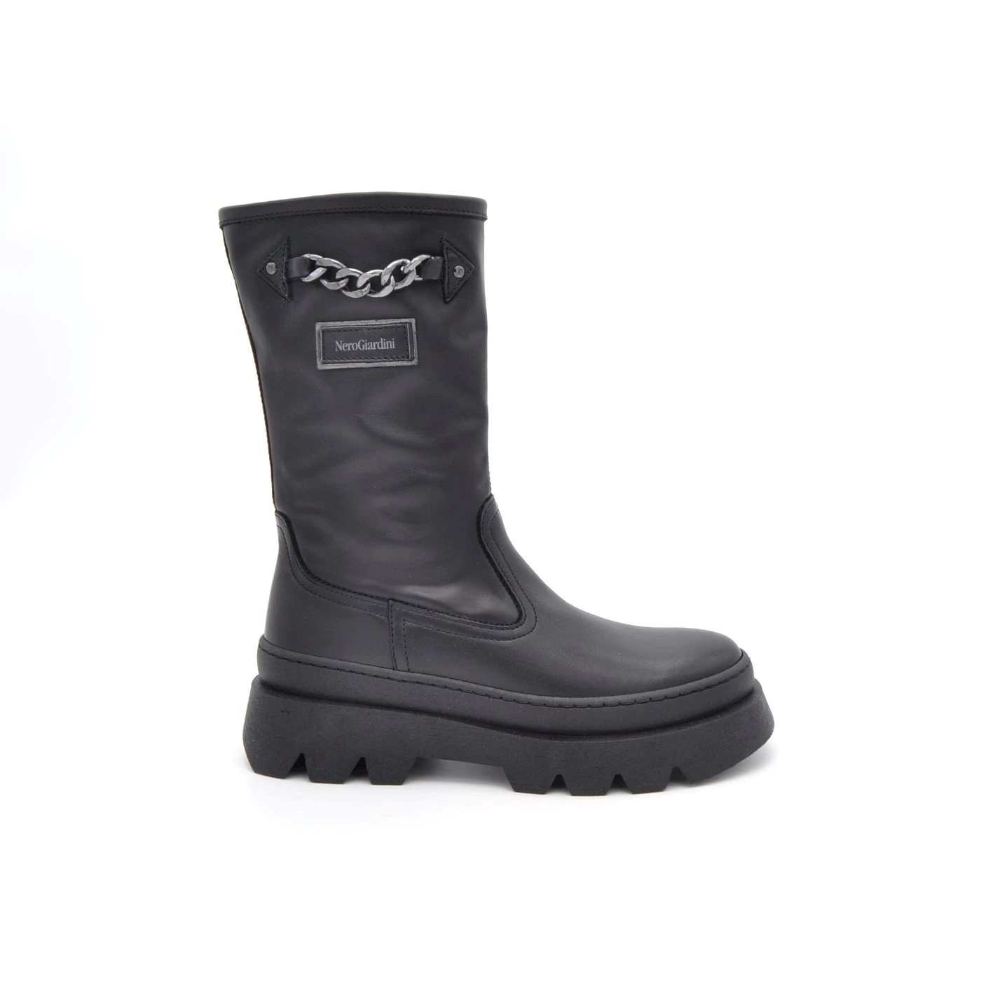 NERO GIARDINI JR I23512F STIVALI IN PELLE NERO CON CATENA
