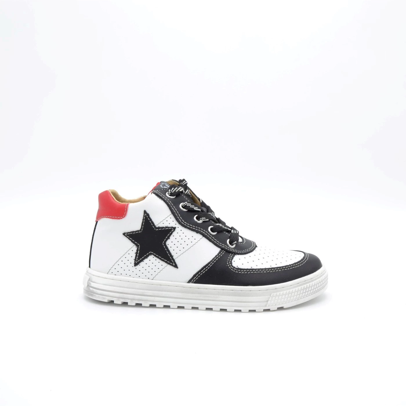 NATURINO HESS HIGH ZIP SNEAKERS CALF WHITE-BLACK
