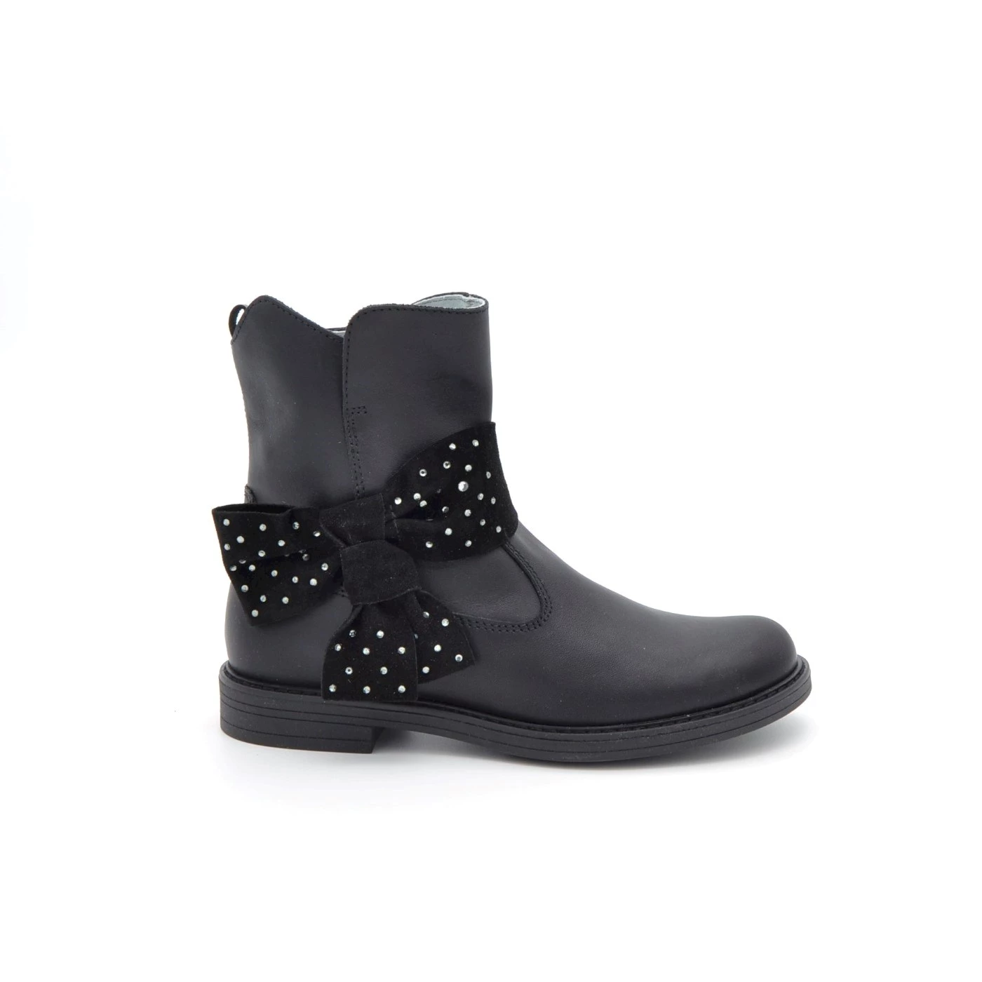 NERO GIARDINI JR I232520F STIVALETTI  IN PELLE NERO CON FIOCCO