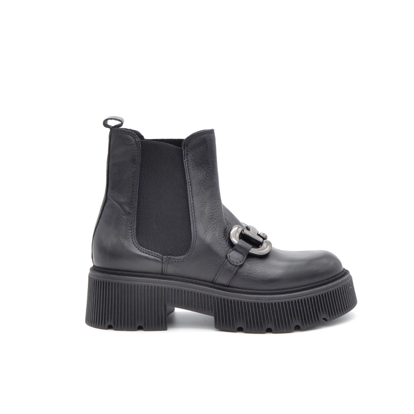 MARTINA BURARO P72223 STIVALETTI CHELSEA BOOT NERO CON FIBBIA