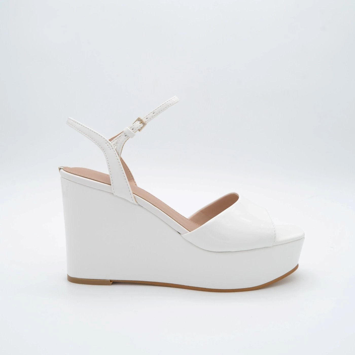 GUESS FL6ZONPAF04 SANDALO CON ZEPPA IN VERNICE BIANCO