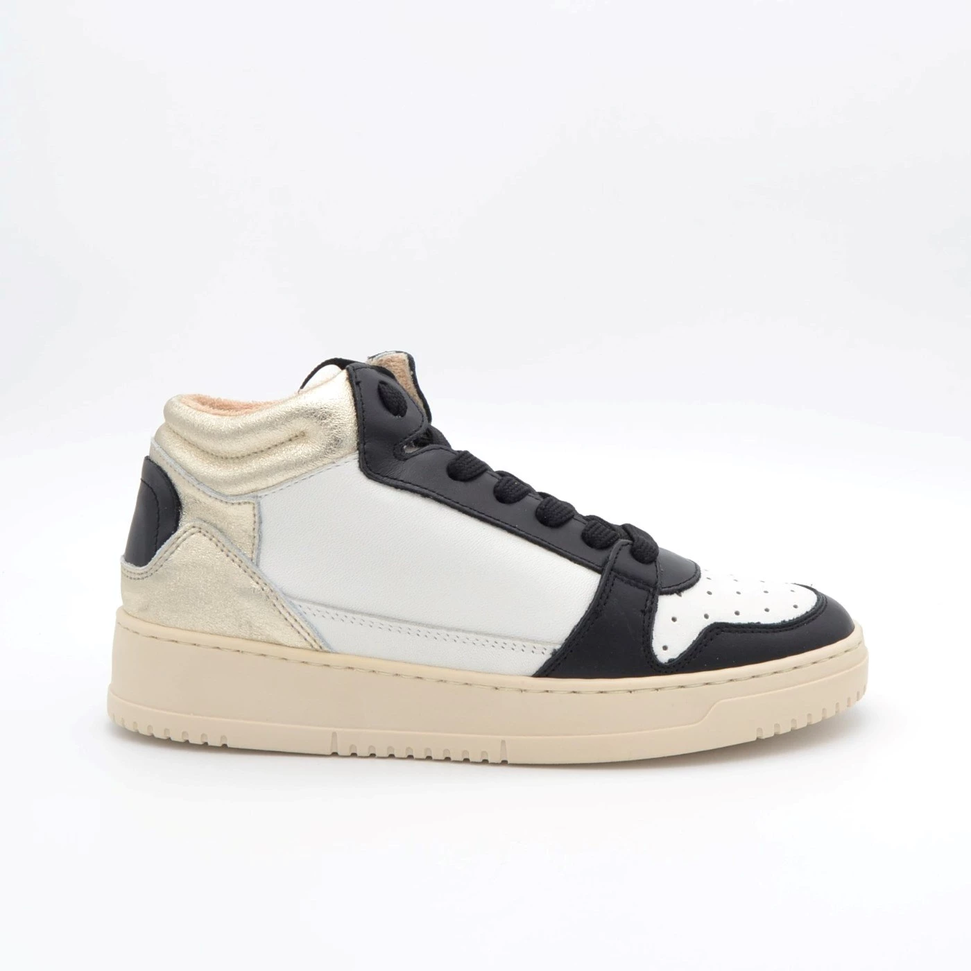 @GO DB515/SML SNEAKERS ALTA IN VITELLO BIANCO E NERO