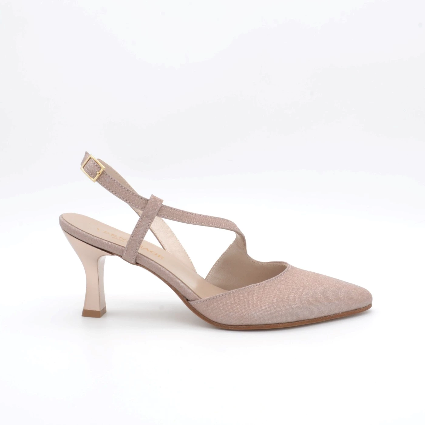 Vernissage E24050 slingback tacco 7 cm in tessuto cipria nude