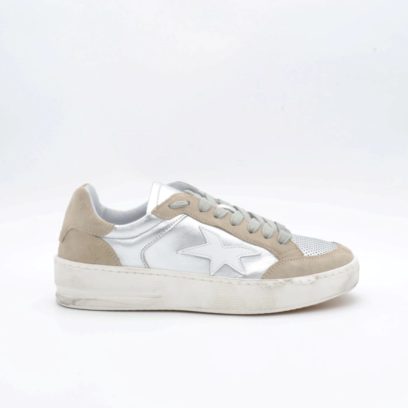 Pad 571 @go sneakers in pelle laminato silver