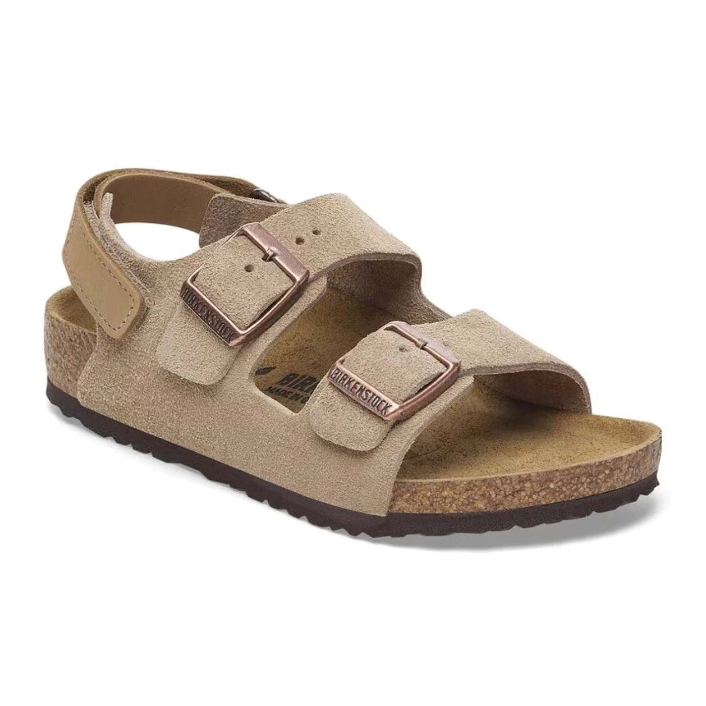 Birkenstock 1029471 Milano sandalo due fibbie in camoscio taupe