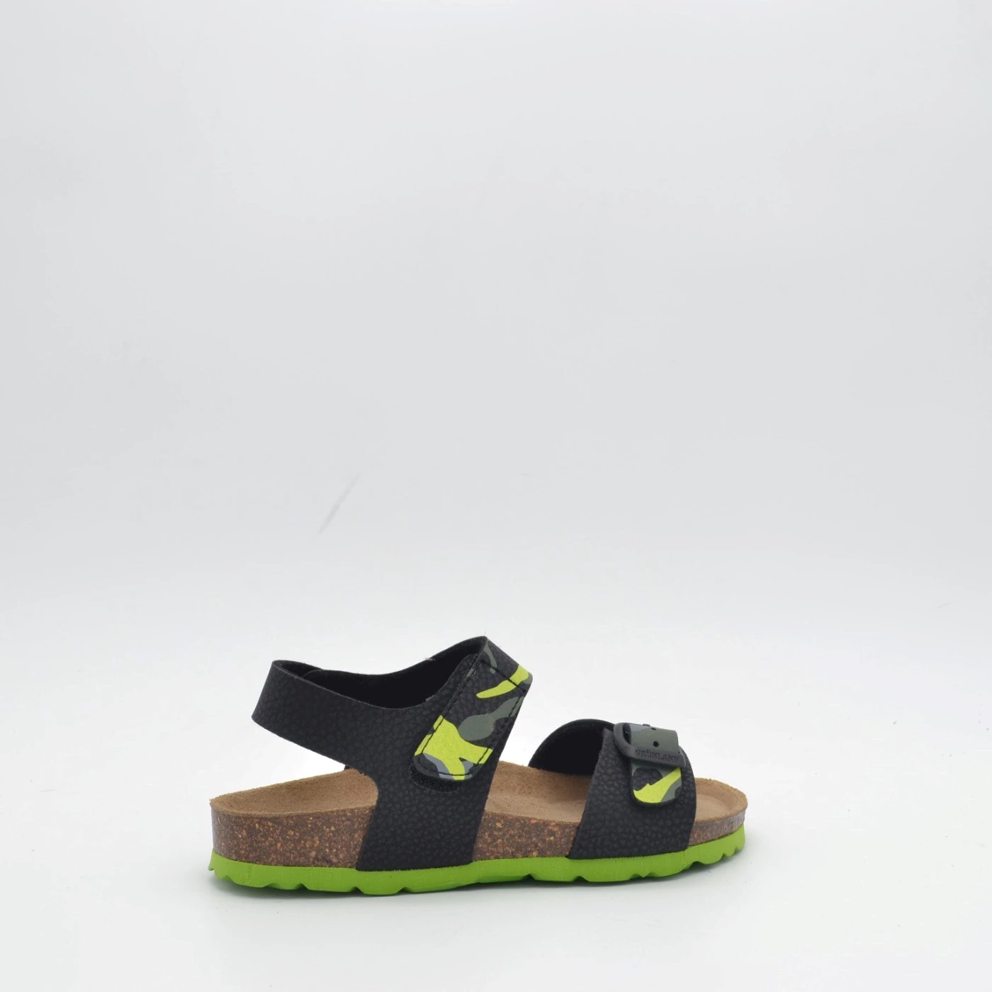 Grunland SB 1123 sandalo bambino fibbia e velcro nero lime