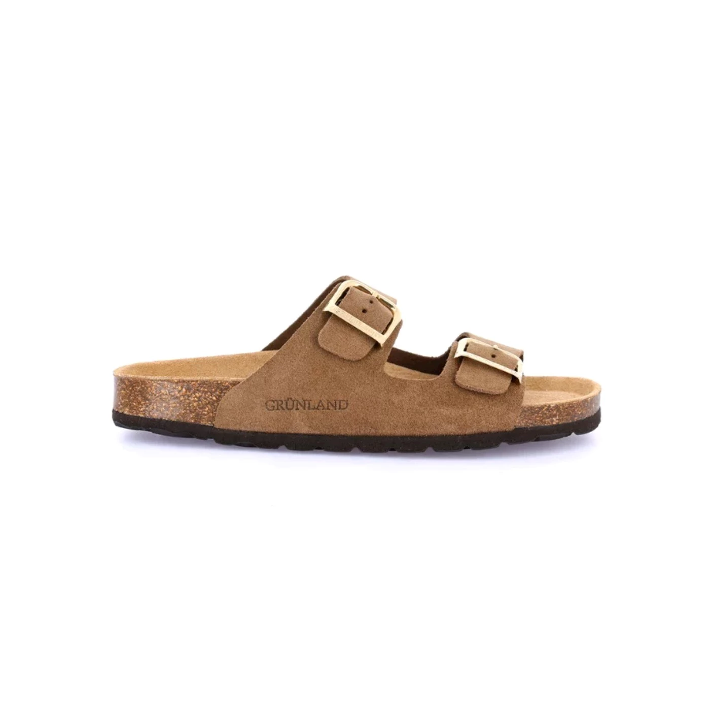 Grunland CB 2631 Sara ciabatta due fibbie in camoscio tortora