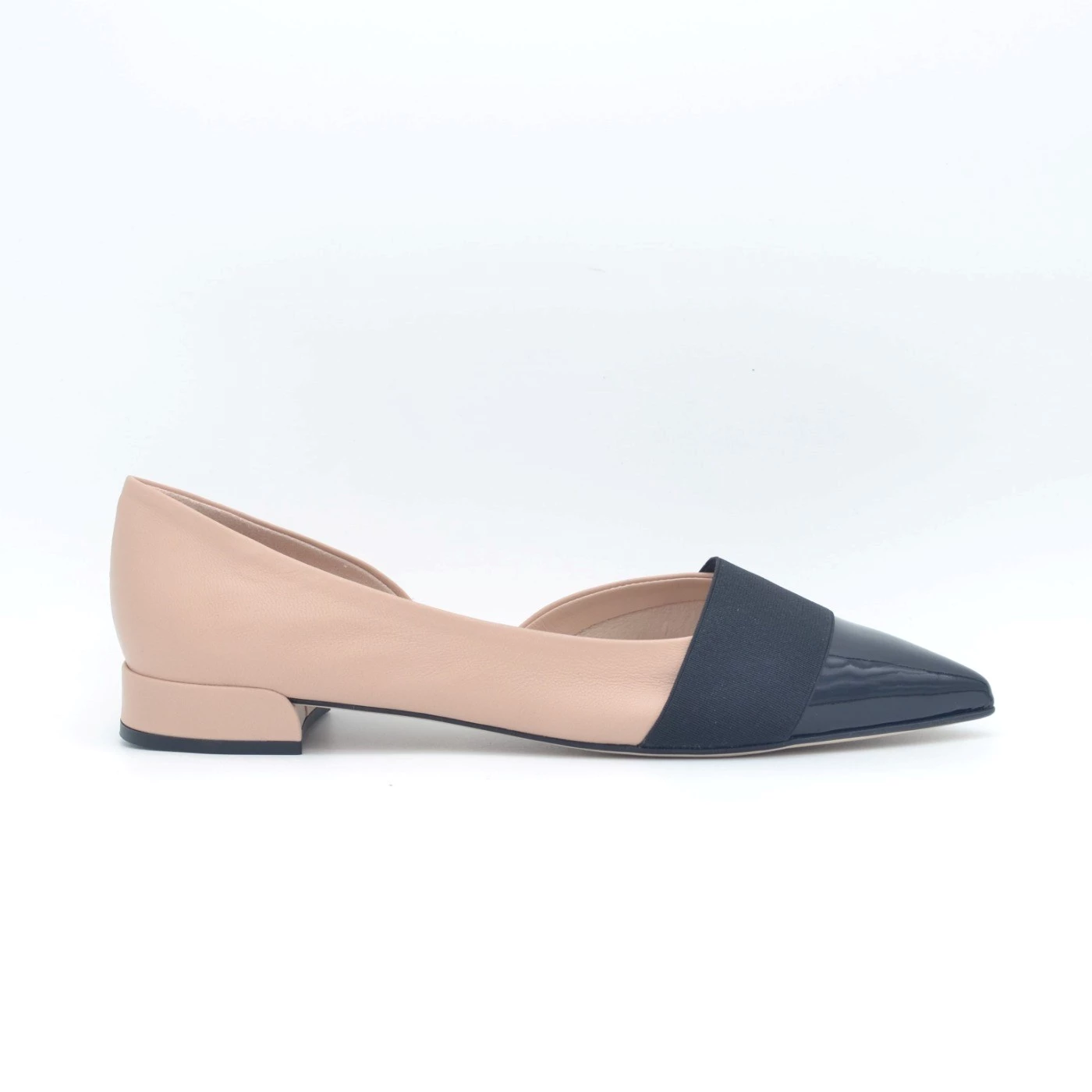 Status A8019  Ballerina in pelle nero e cipria tacco 1 cm