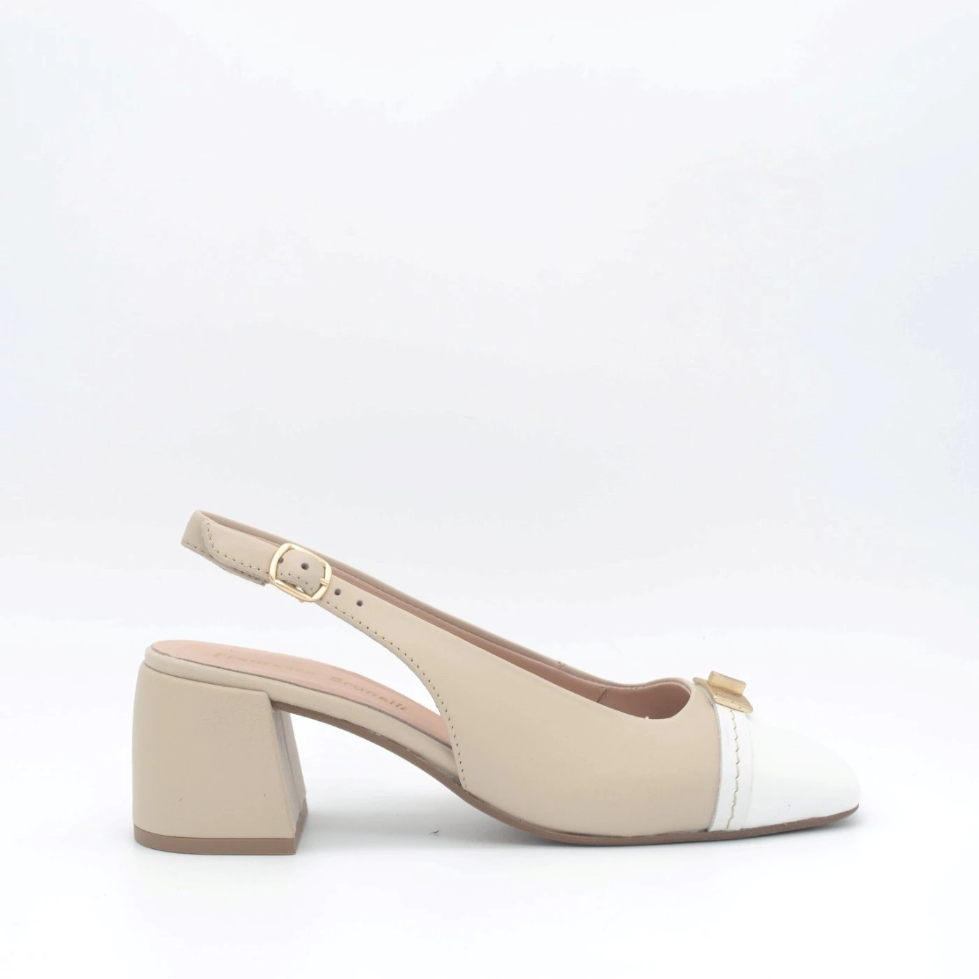 Francesco Brunelli BD5114 slingback pelle bicolor beige