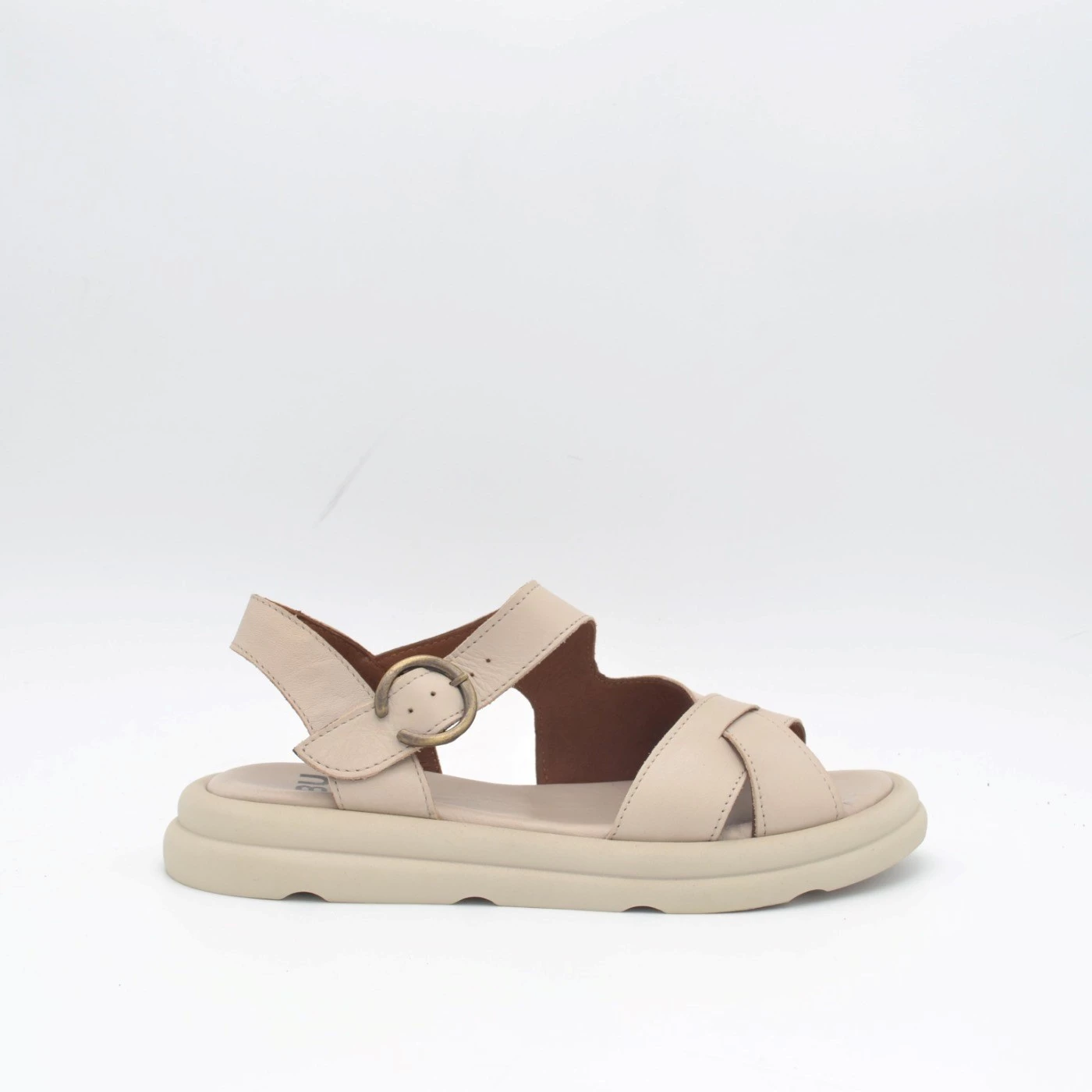 Bueno WE3302 sandali donna fussbett bassi in pelle beige