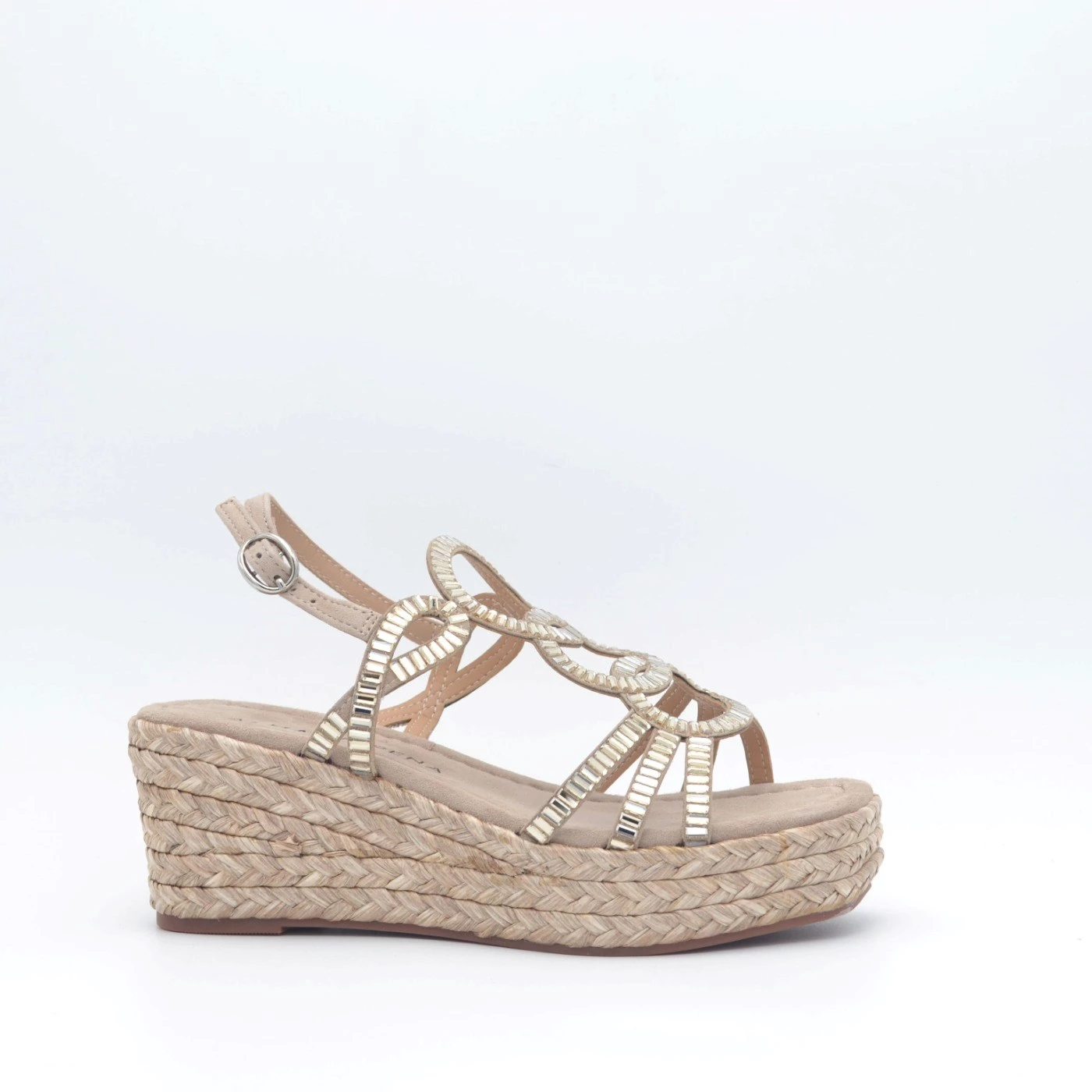 Alma en pena V2551454 sandalo zeppa donna visone con strass