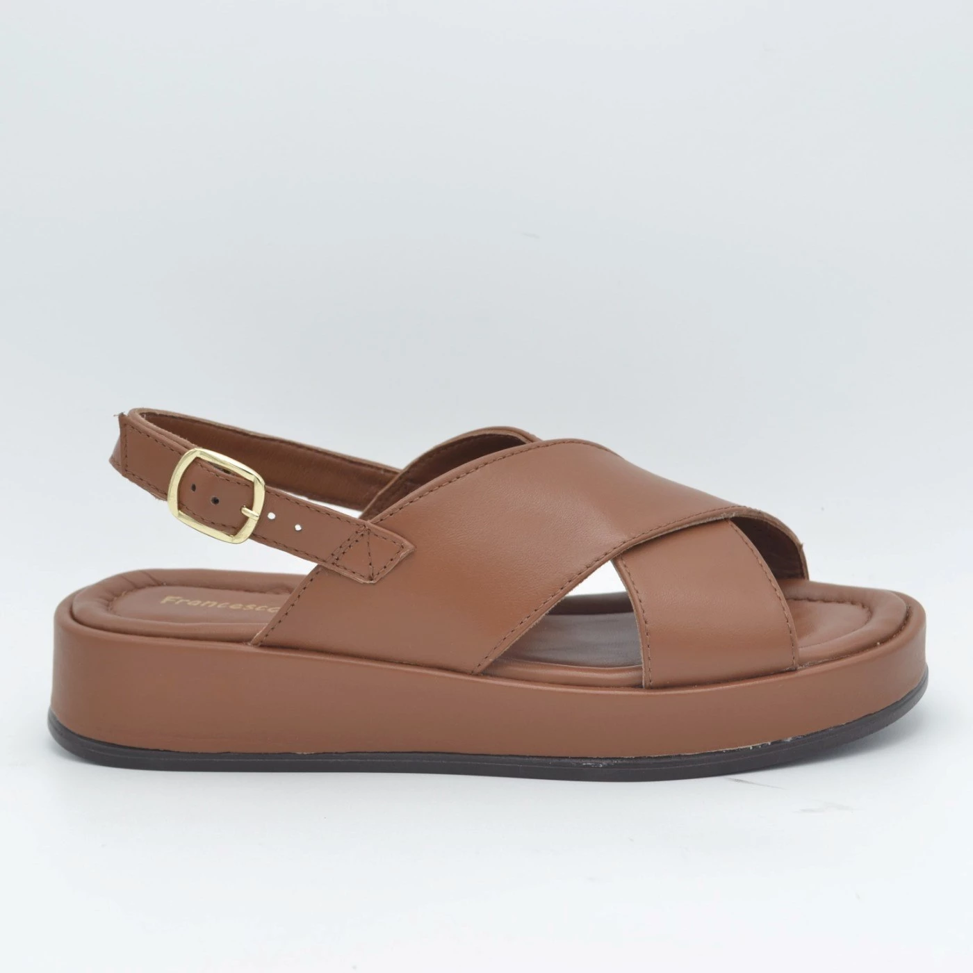 Francesco Brunelli AI 5326 sandali donna in pelle cuoio zeppa 4