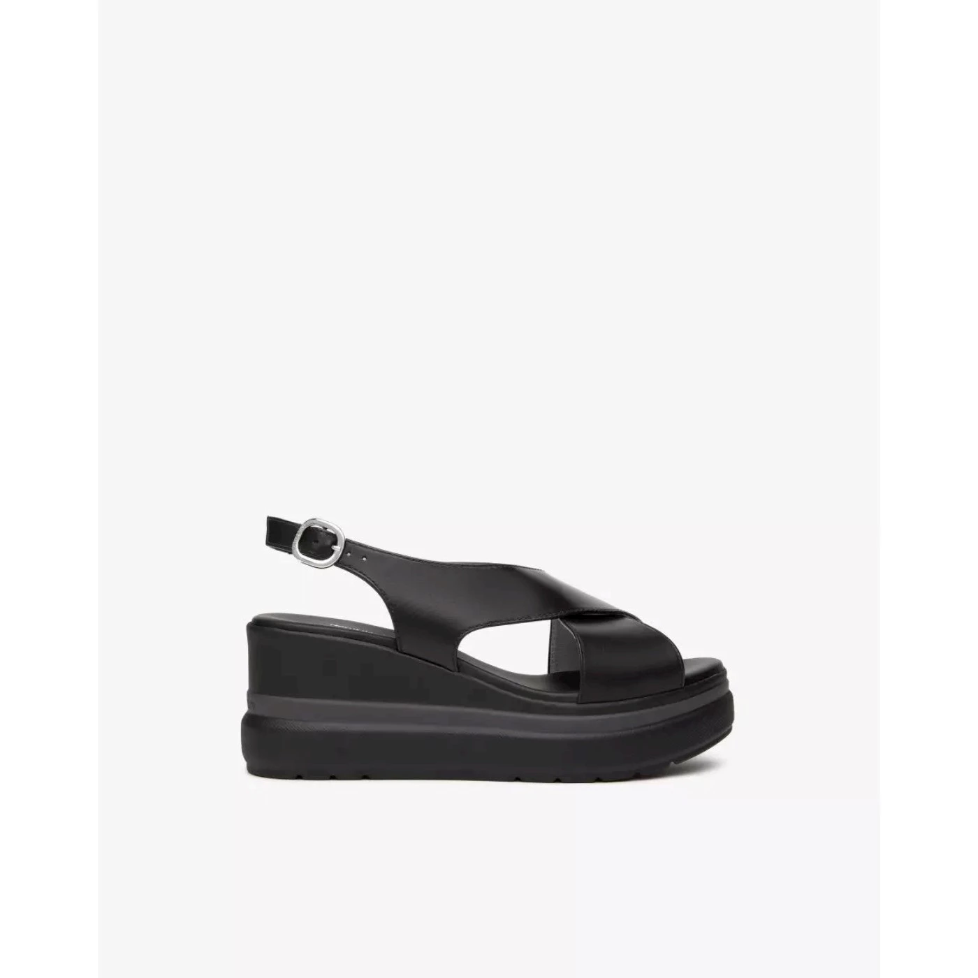 Nero Giardini E513515D sandalo donna con zeppa in pelle nero