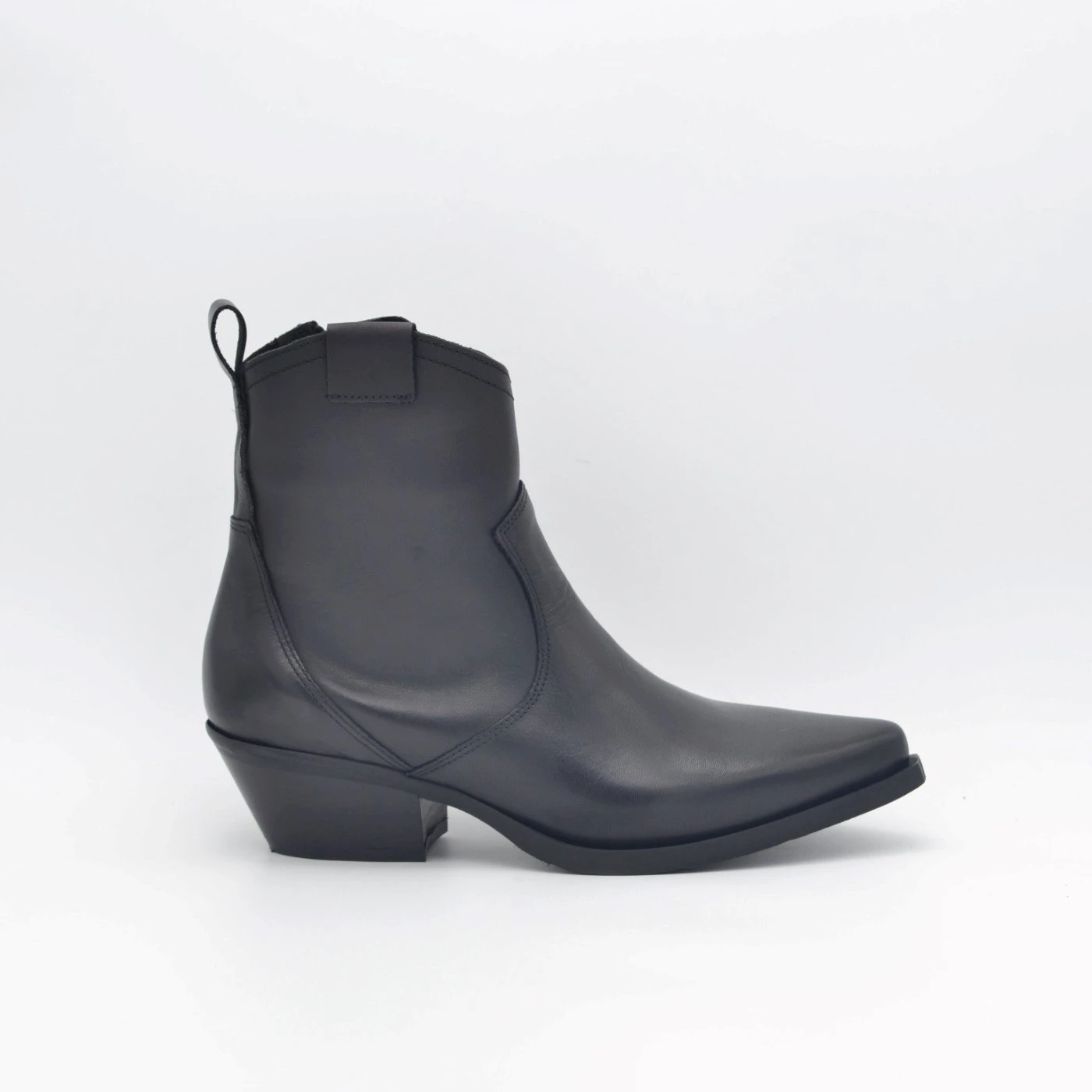 Volta49 TB380 stivaletto texano in vitello nero tacco 3,5 cm