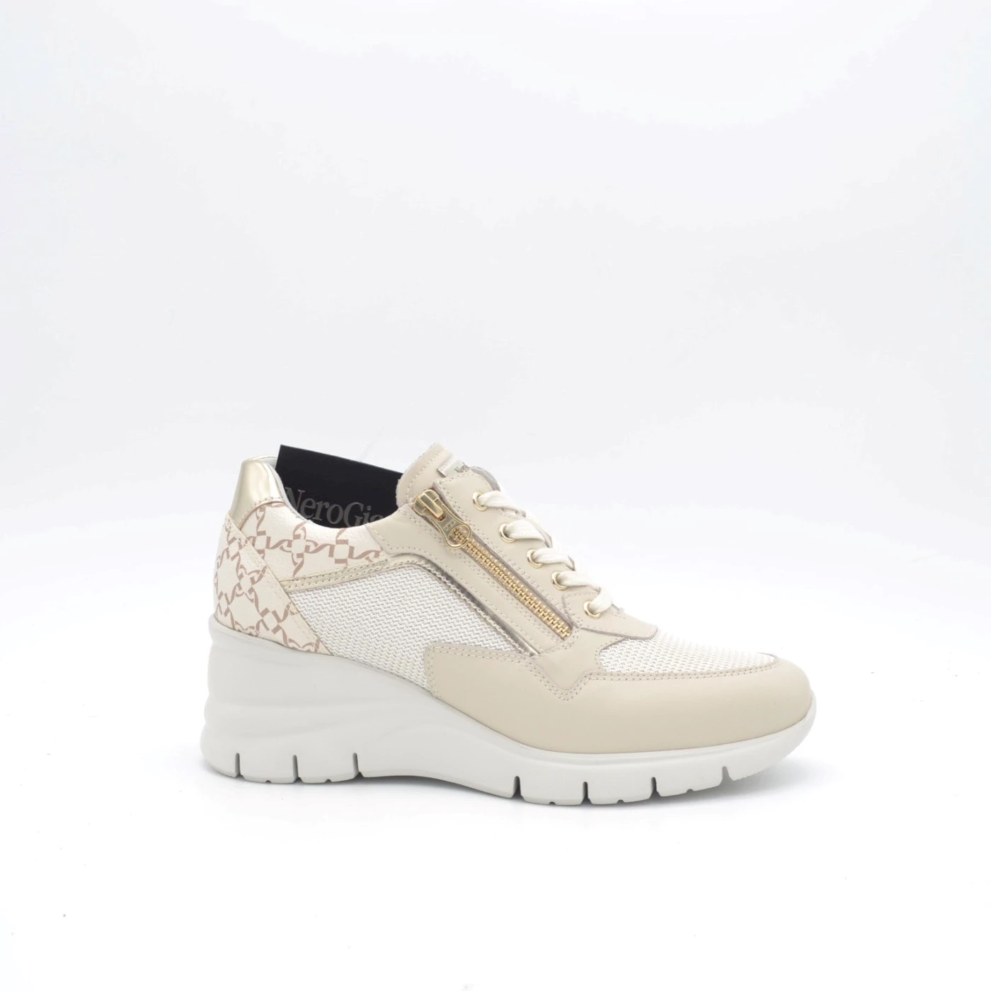 Nero Giardini  E512940D sneaker in mesh e pelle milk