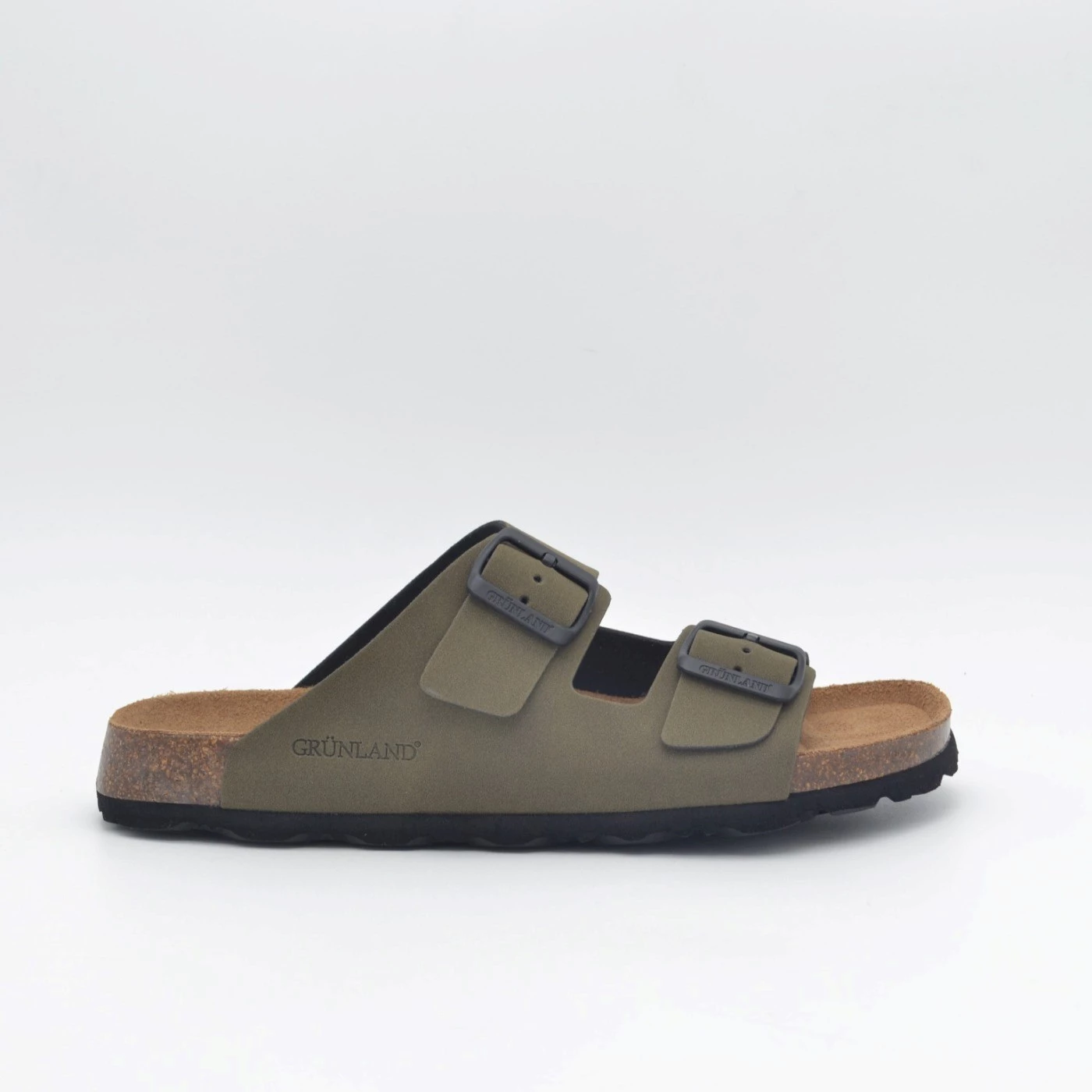 Grunland CB0812 Bobo sandalo a ciabatta due fibbie verde oliva