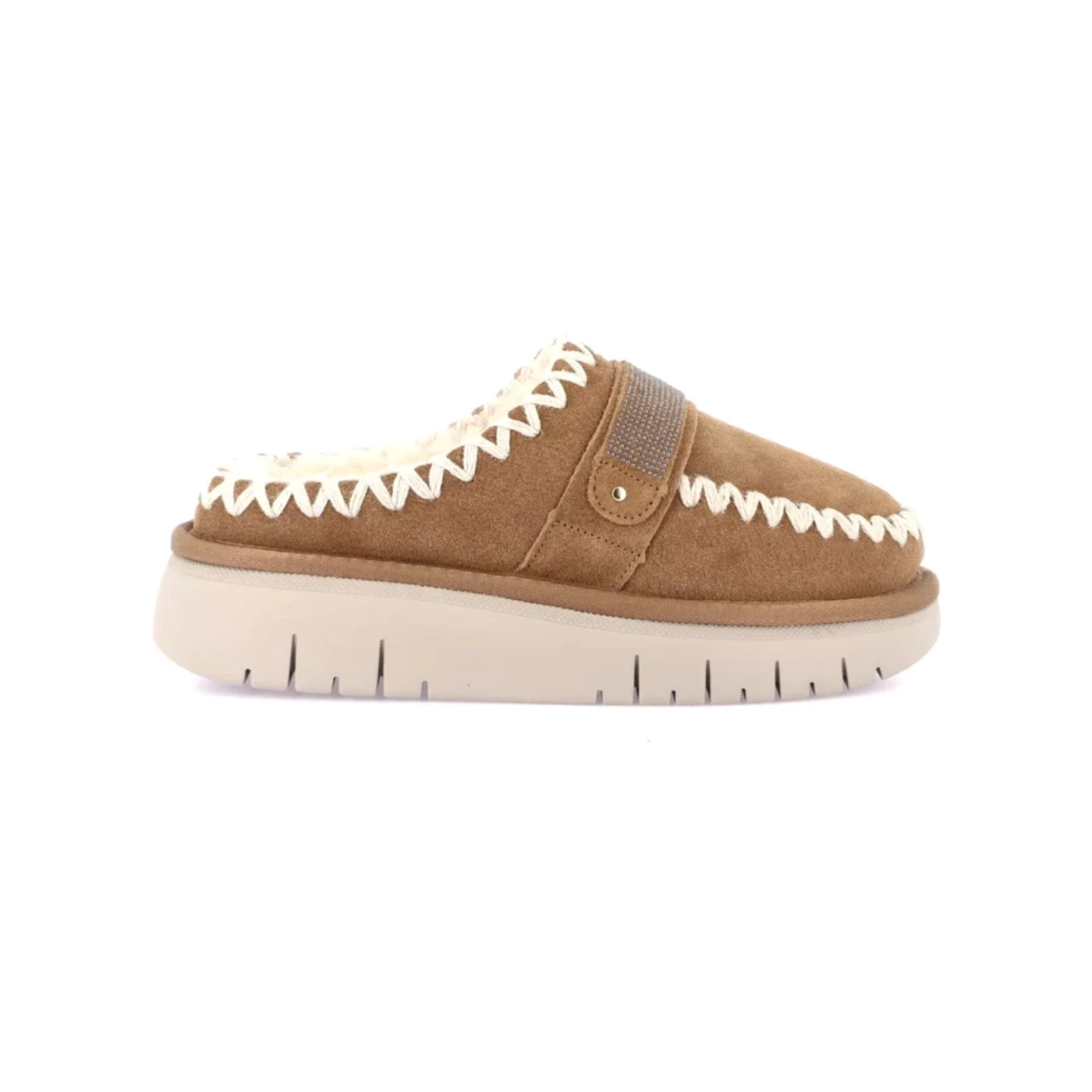 Grunland CI0897 mocassini sabot donna suede cuoio con impunture