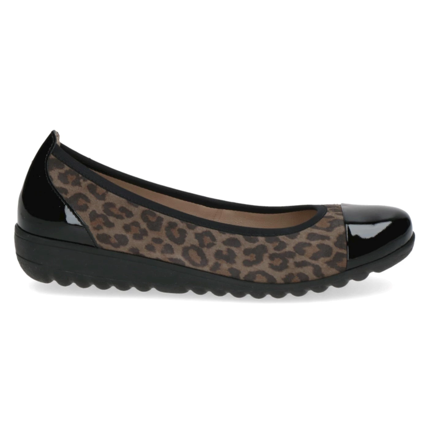 Caprice 22103 ballerina in camoscio leopardato e vernice nero