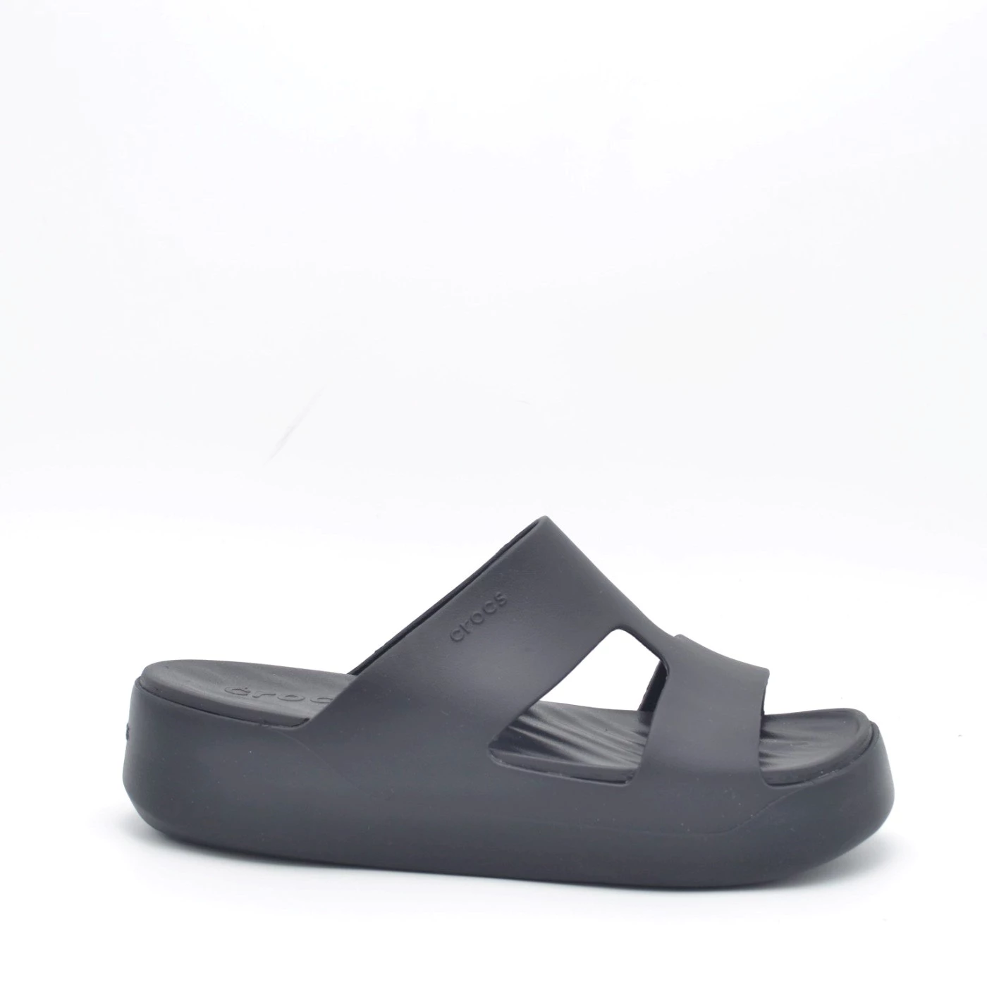 Crocs GETAWAY PLATFORM H STRAP  ciabatta in gomma nero