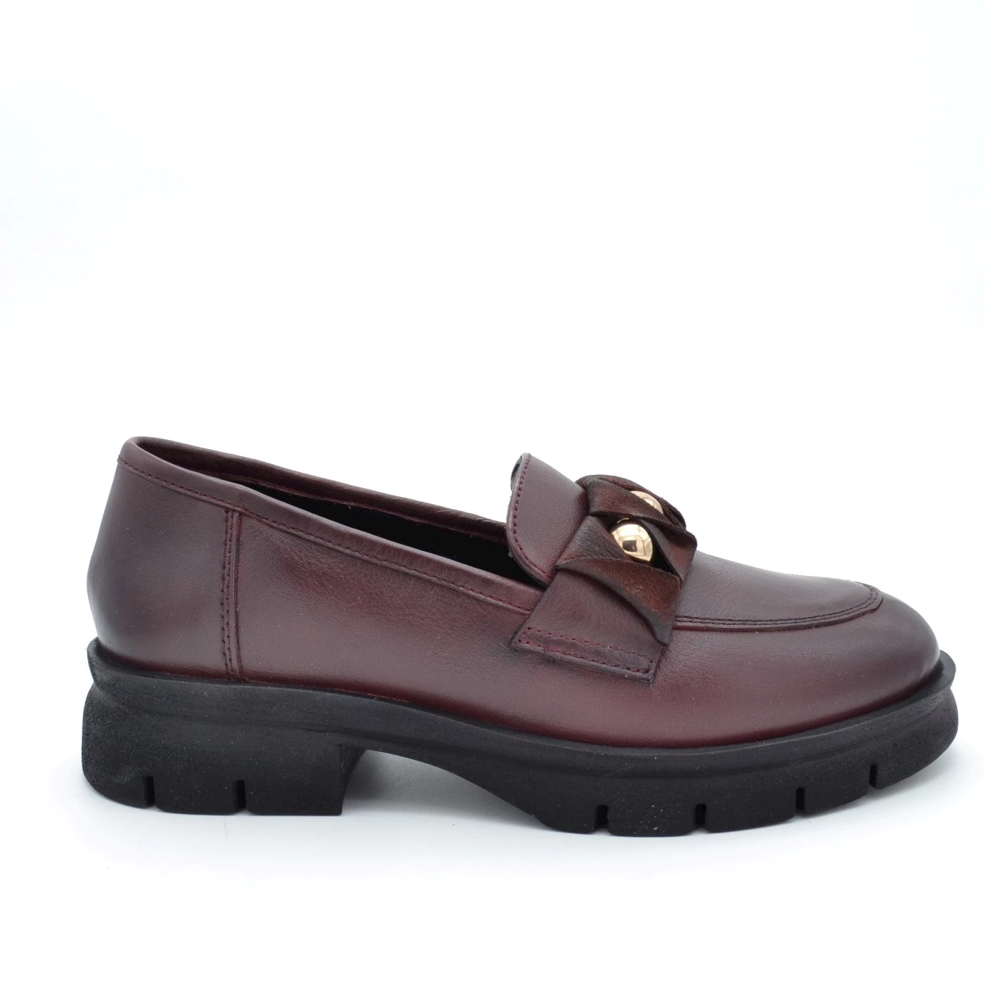 Melluso 034356 mocassini in pelle bordo con catena e tacco 3 cm