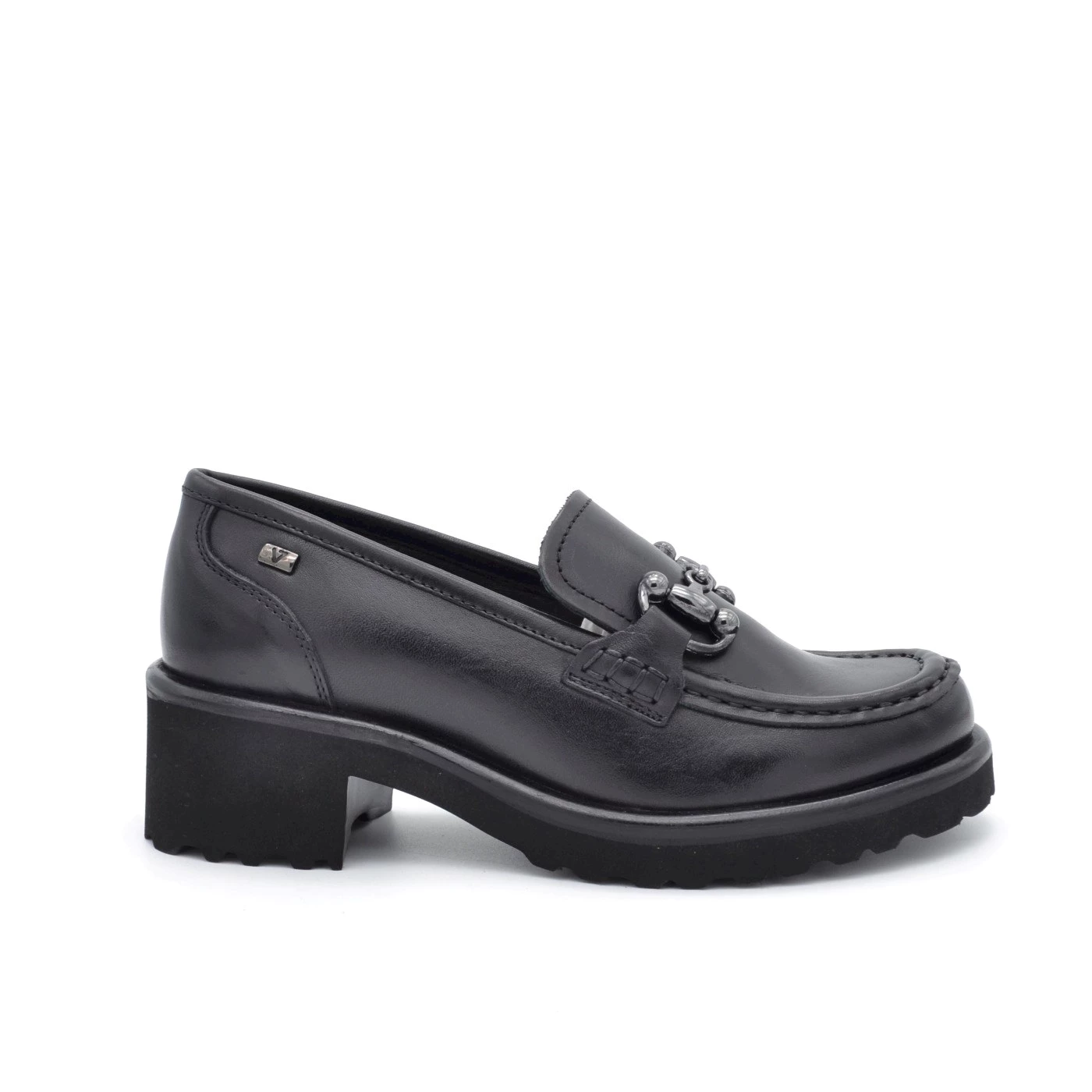 Valleverde 42500 mocassini in pelle nero con accessorio