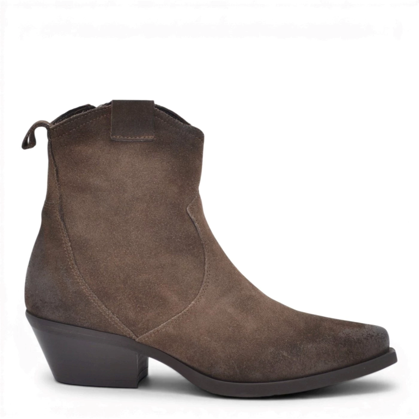 Volta49 TB380 stivaletto texano in camoscio moro tacco 3,5 cm