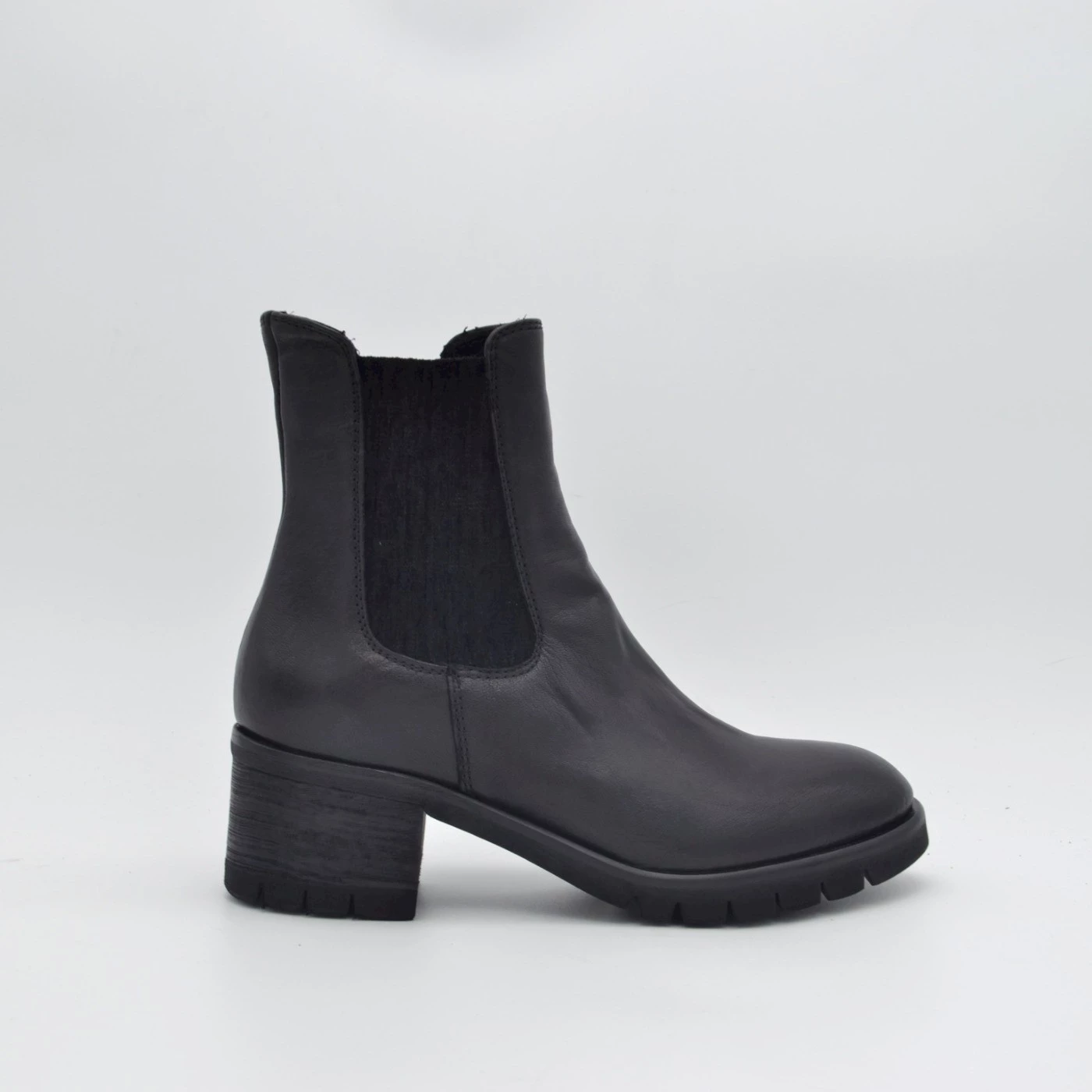 Anima IV318 stivaletti doppio elastico pelle nero tacco 5 cm