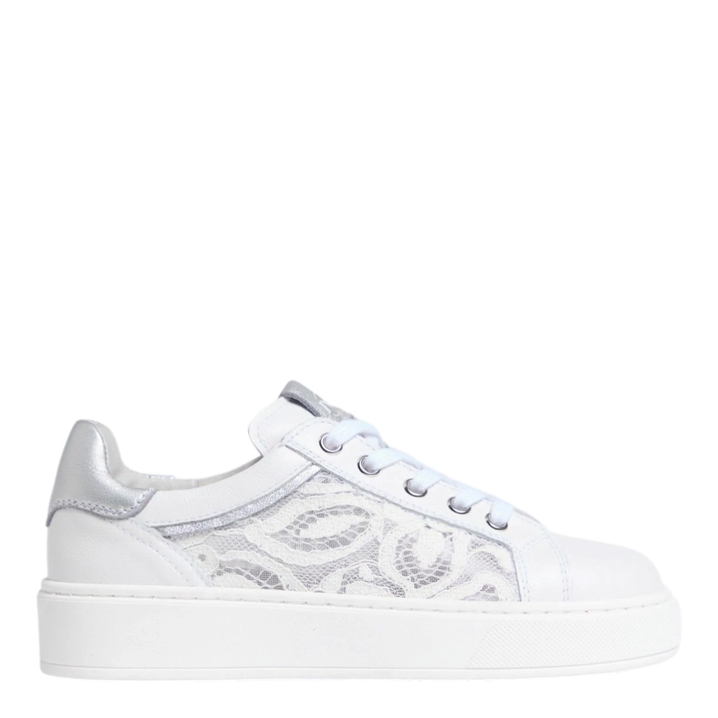 Nero Giardini jr E633562F sneakers bambina pelle e pizzo bianco