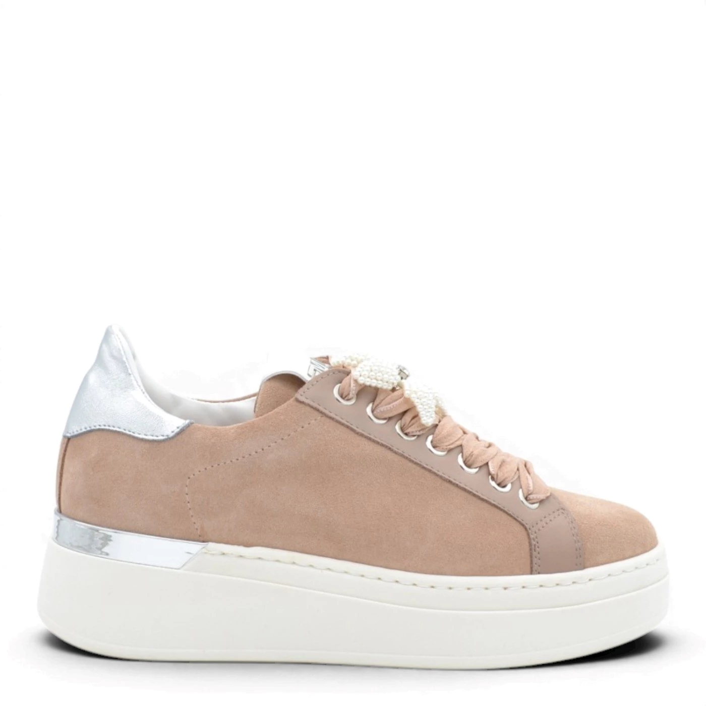 Meline 606 ACC sneaker donna camoscio beige con accessori