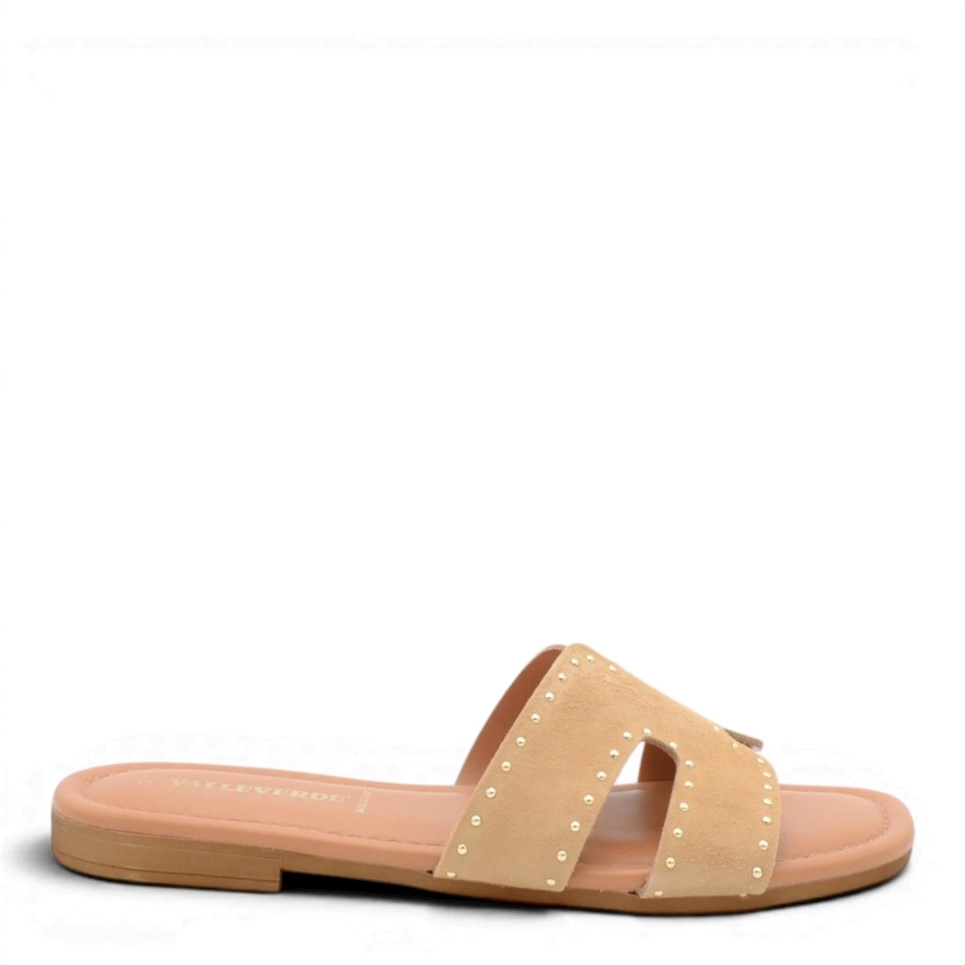Valleverde 12150 ciabatta sandalo piano donna in camoscio beige