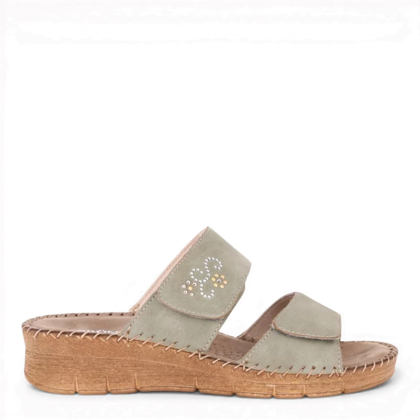 Grunland CI3100 Palo ciabatta donna doppio velcro verde salvia