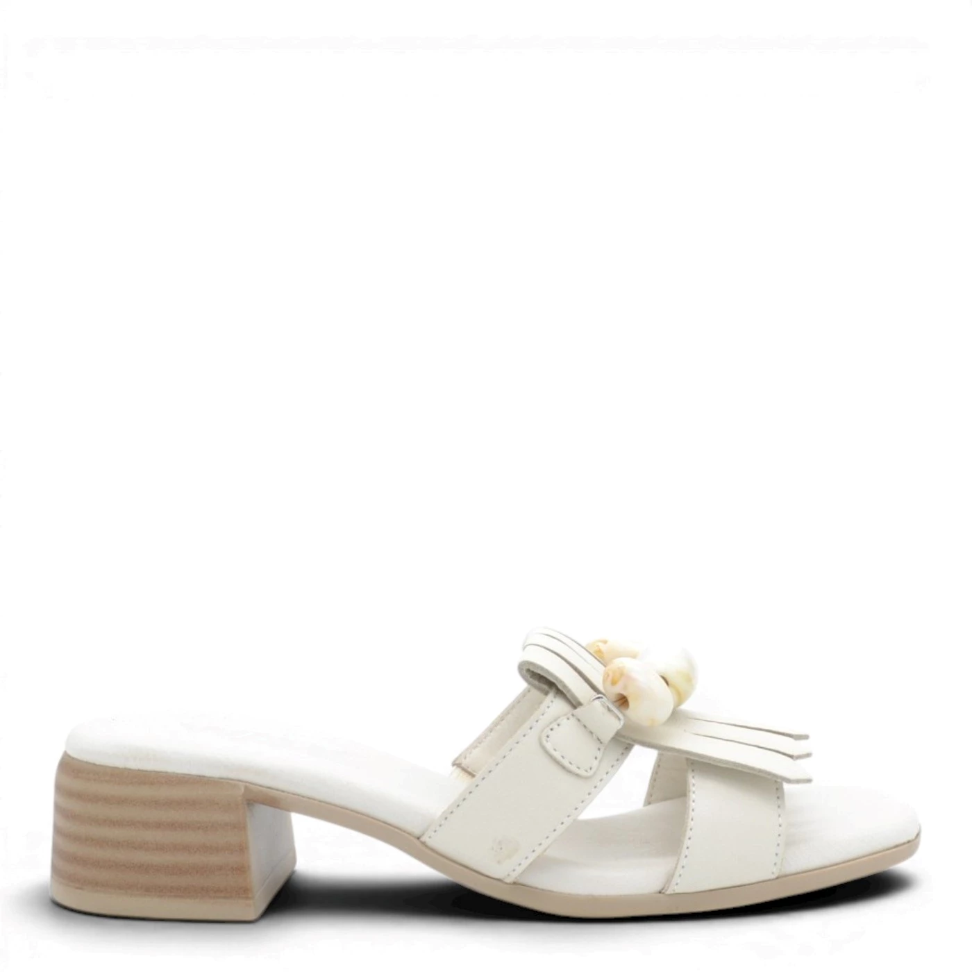 Melluso K56090 sandalo a ciabatta in pelle crema tacco 4 cm