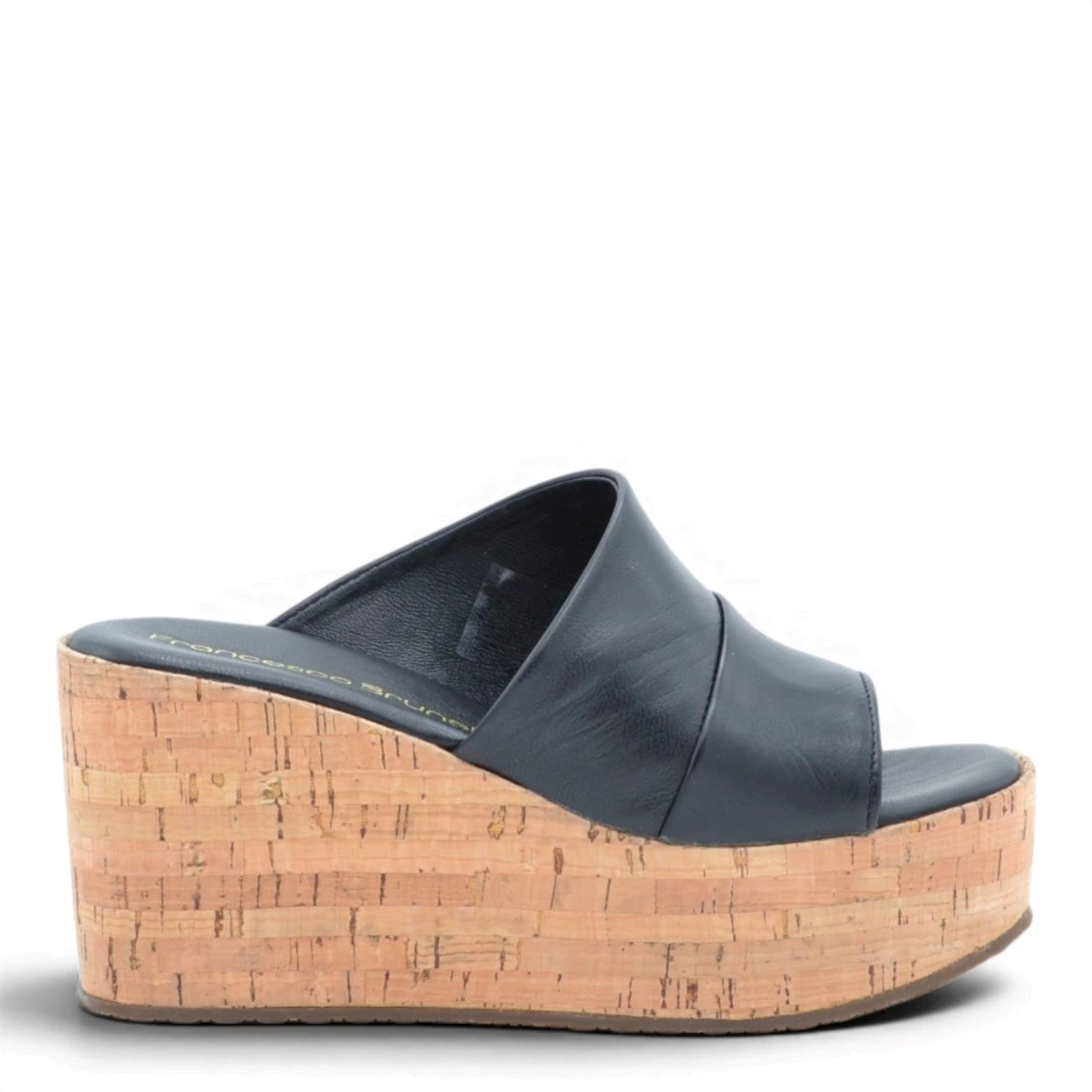 Francesco Brunelli CA 6201 sandali ciabatta fascia nero e zeppa