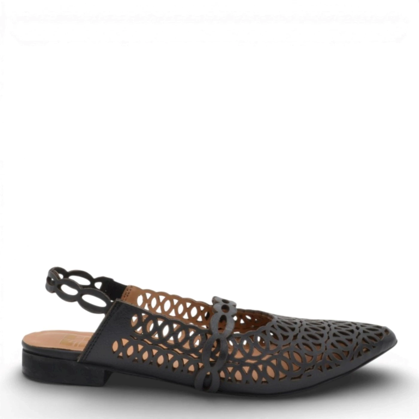 Step 267165 slingback traforata in pelle nero tacco 2 cm