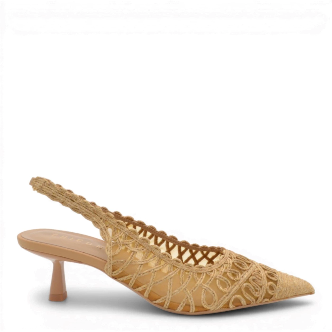 Chiconic 287 01 Slingback in corda e rete crema con tacco 6 cm