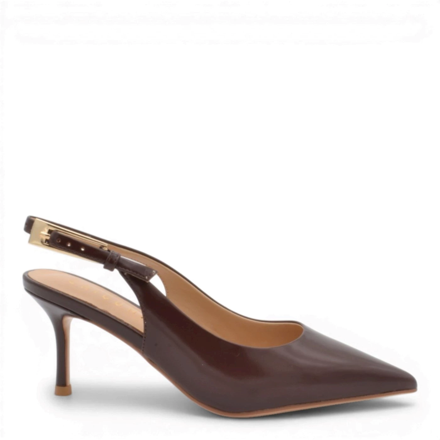 Chiconic 235 01 Slingback in pelle cioccolato tacco 7,5 cm
