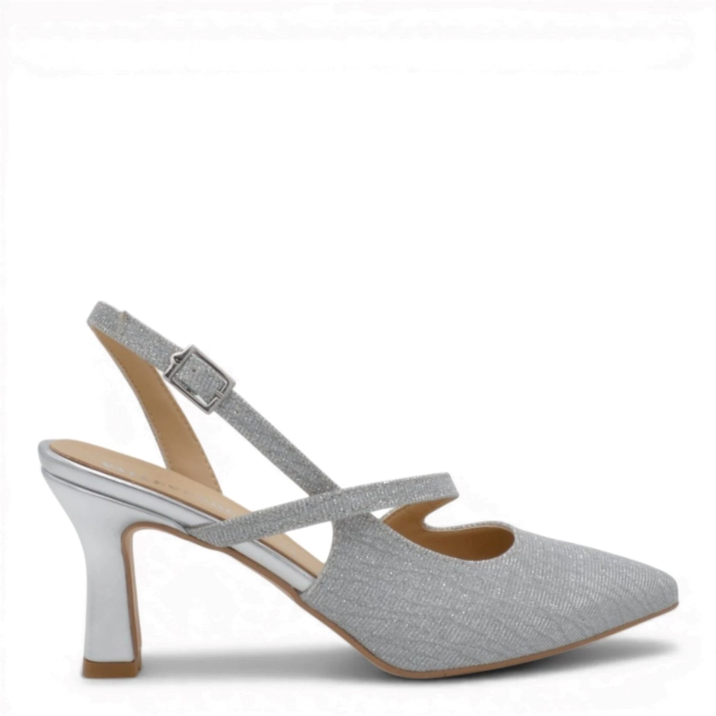 Valleverde 28420A  slingback in lurex argento tacco 8 cm