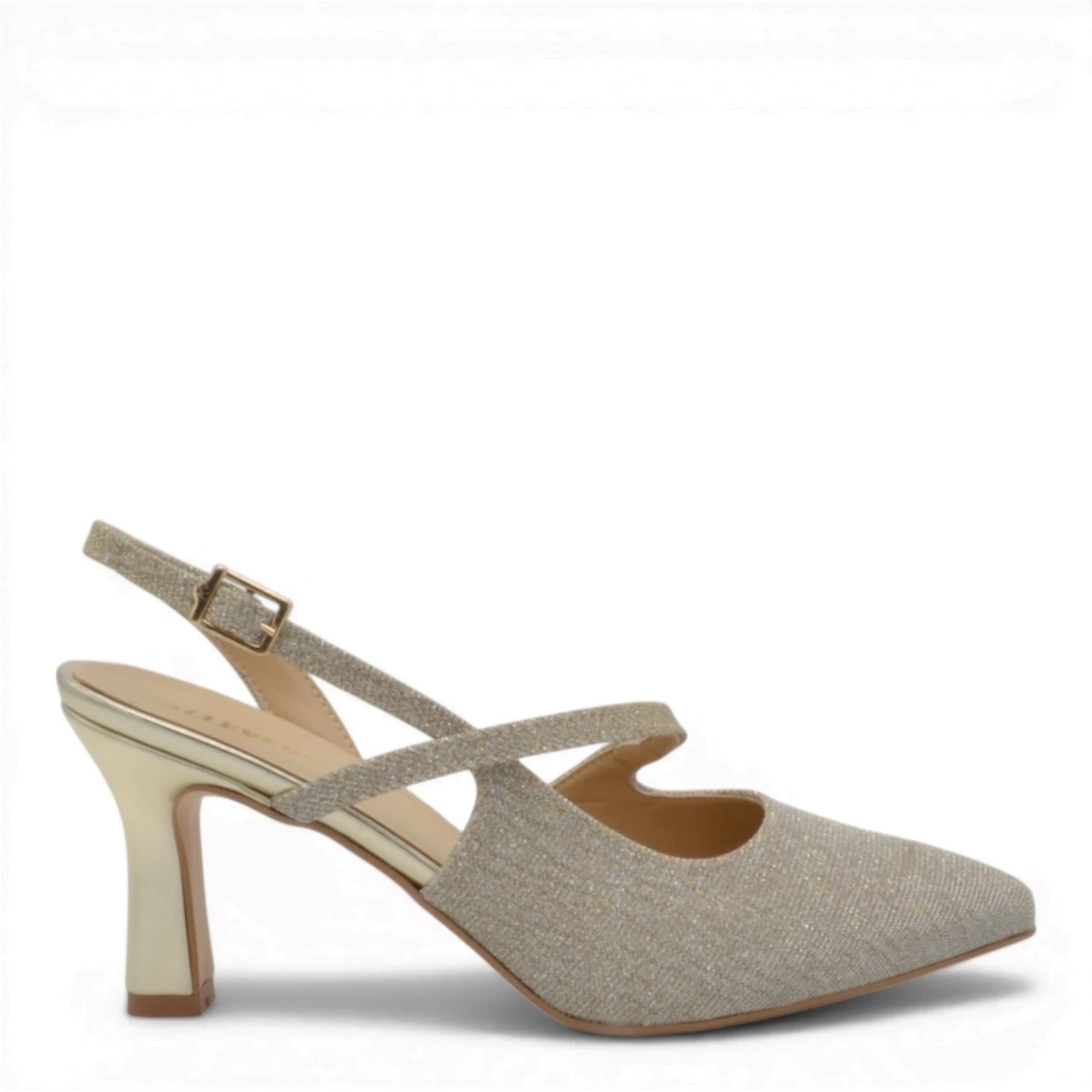 Valleverde 28420A  slingback in lurex platino tacco 8 cm