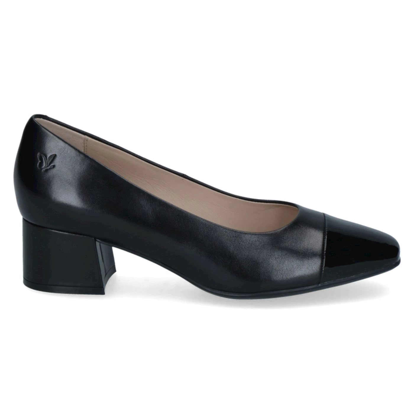 Caprice 22305 decolletè in pelle nero e vernice nero tacco 4 cm