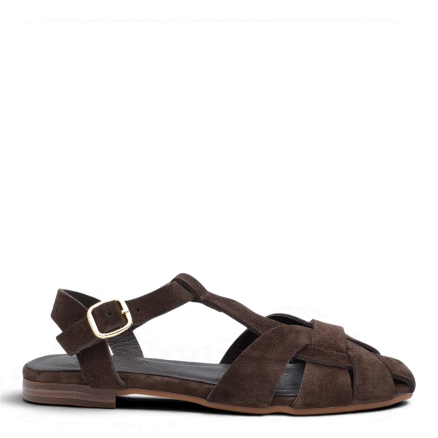 Unika 100-PNG18 Gabbietta slingback piana in camoscio cioccolato