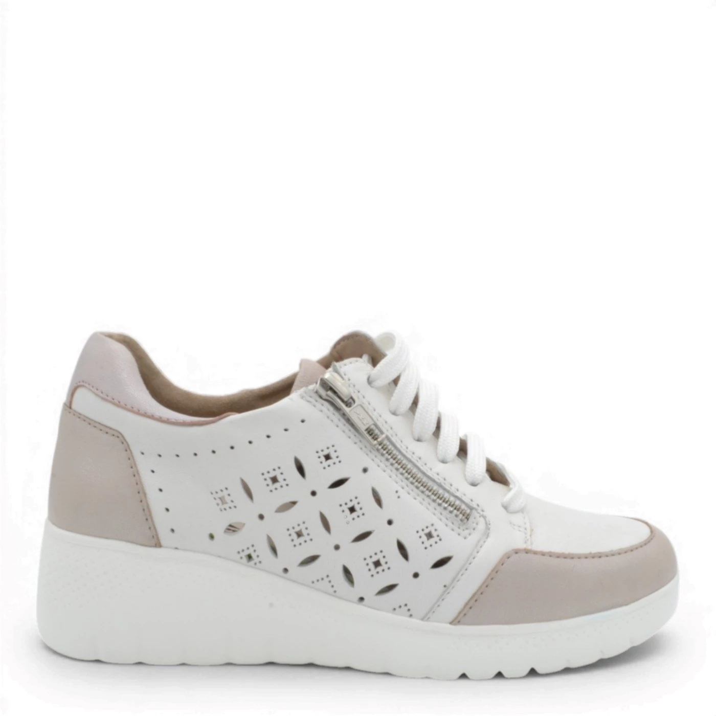 Melluso K55482 sneaker pelle bianco con zeppa 4,5 cm