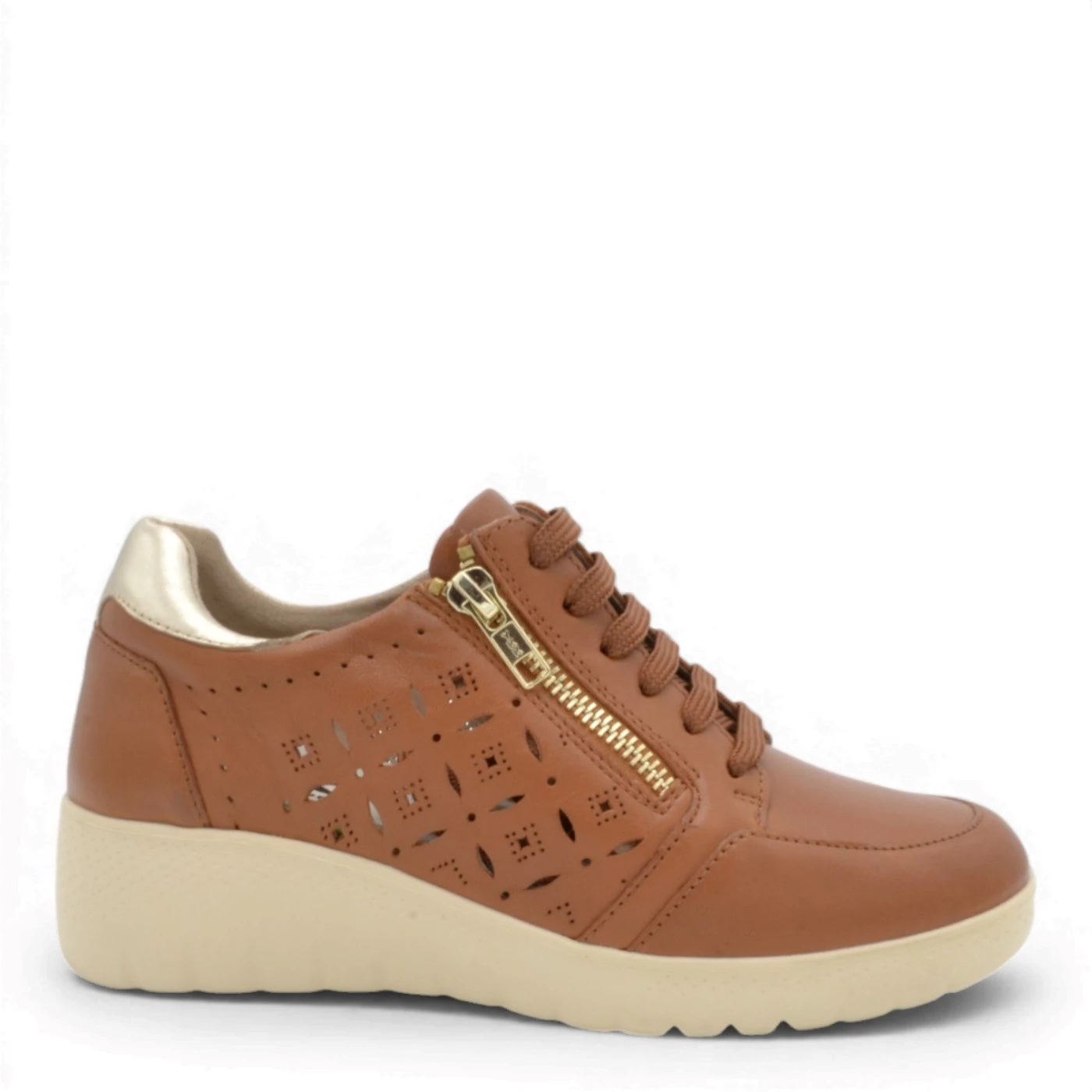 Melluso K55482 sneaker pelle cuoio con zeppa 4,5 cm