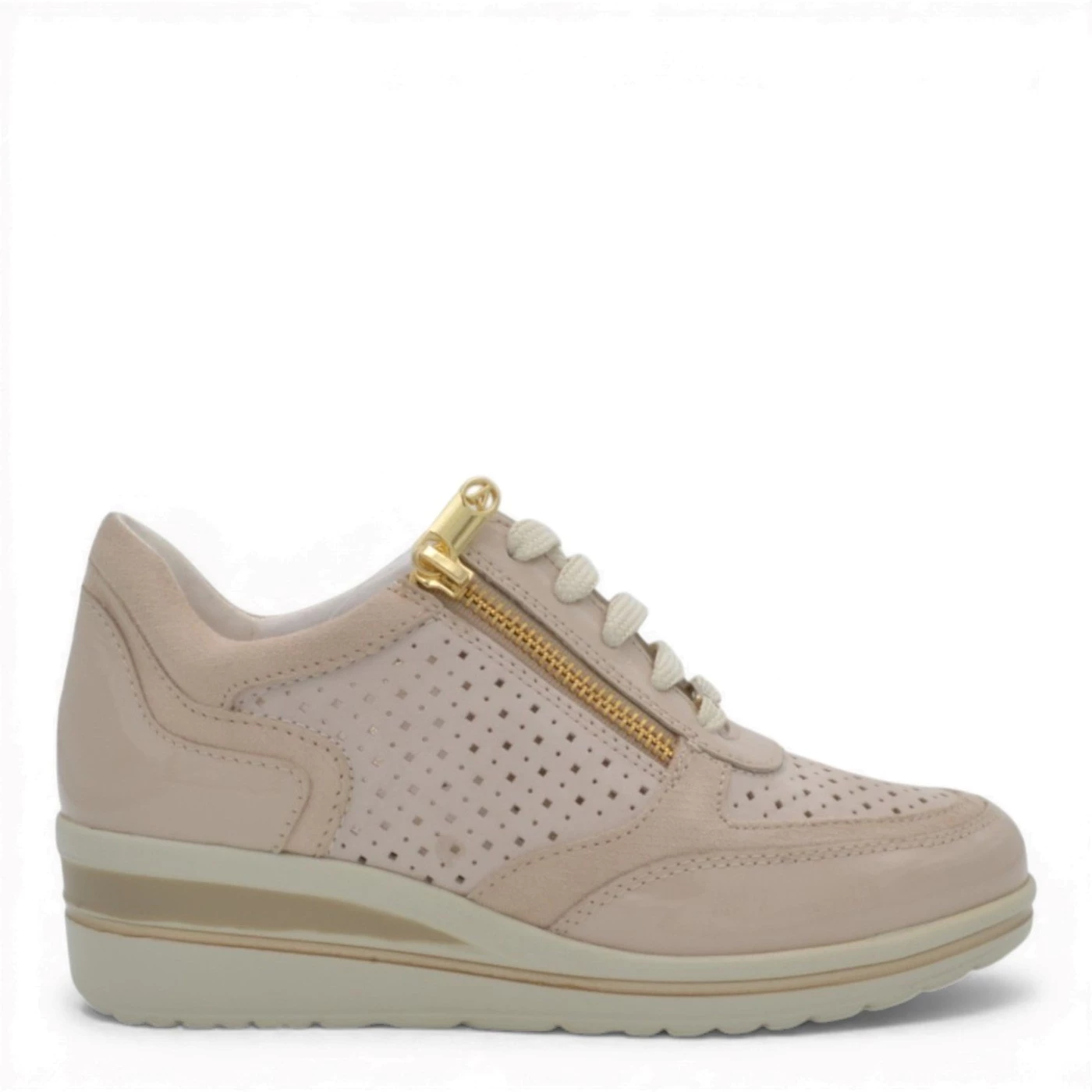 Valleverde VD361W sneakers donna linea comfort in pelle beige