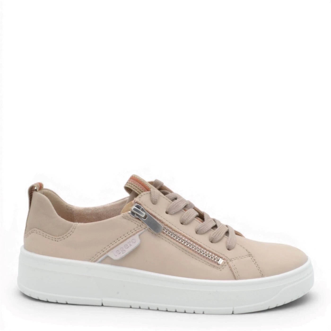 Legero 249 4100 sneakers stringata in nabuk beige con zip