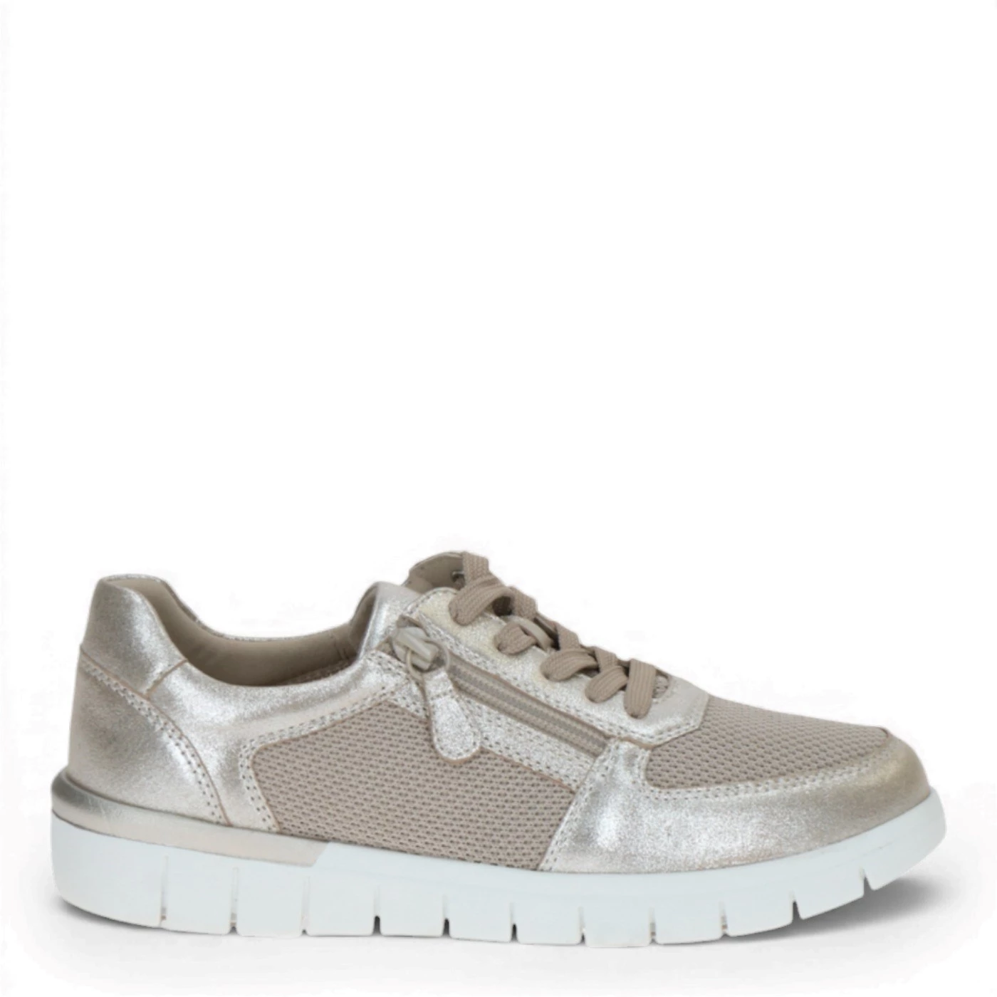 Caprice 23700 sneakers in mesh e pelle platino con zip