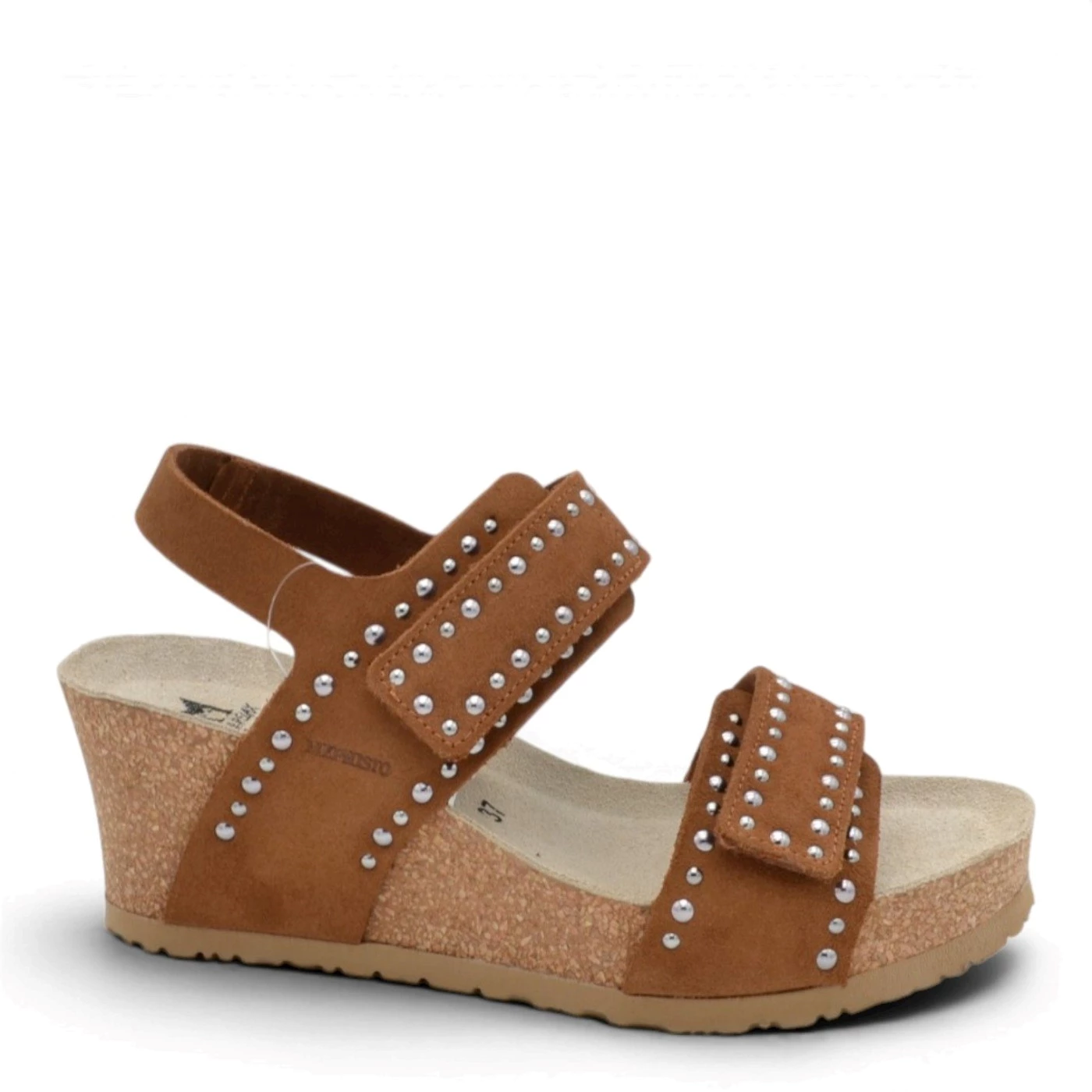 Mephisto LINA Sandalo con zeppa sughero in camoscio tabacco