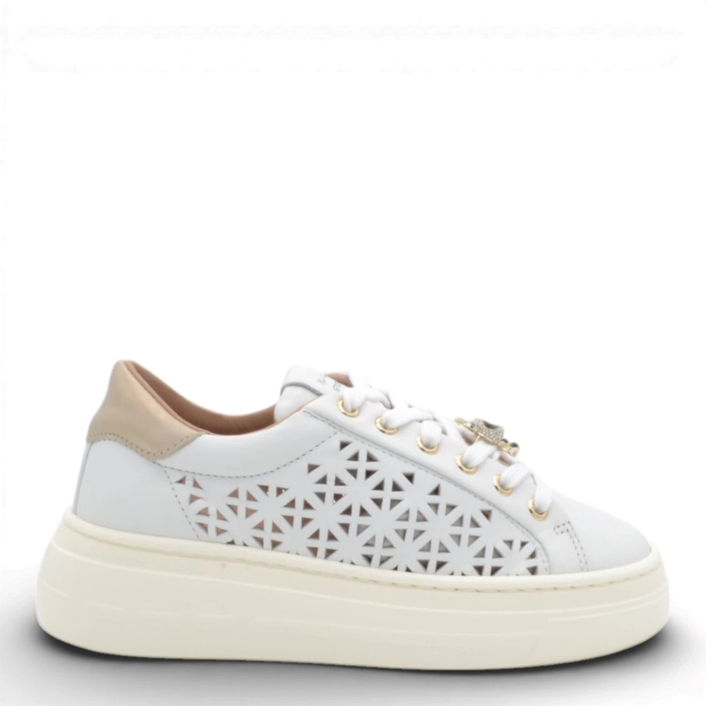 Stokton 220 027 sneakers nappa bianco traforata con gioiello